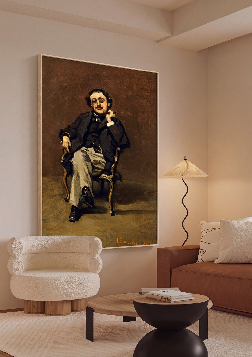 Quadro Decorativo Homem com Monoculo - Claude Monet em ambiente decorado