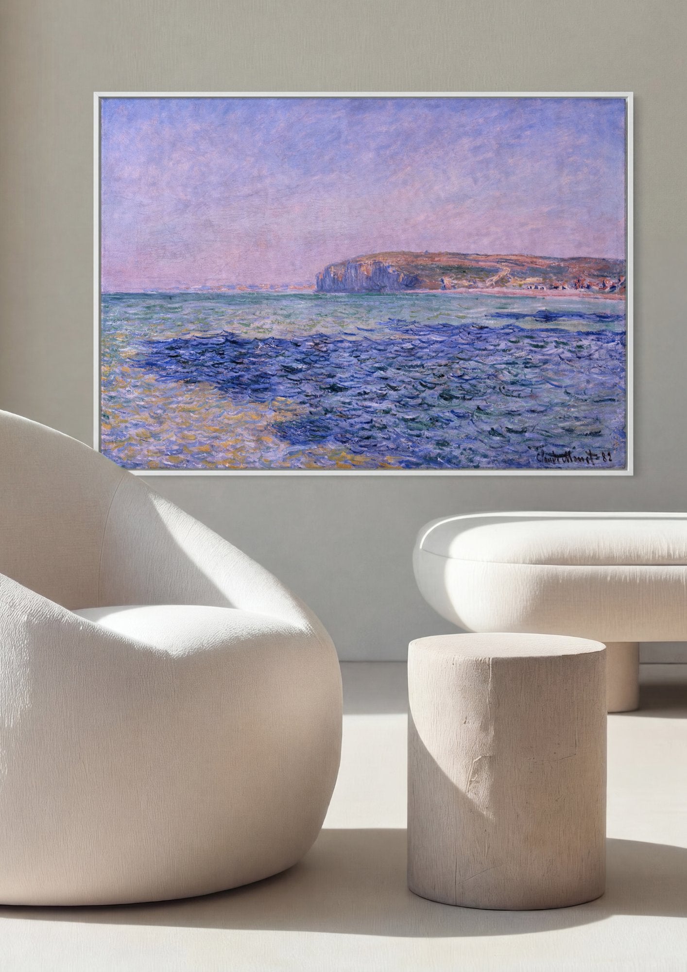 Quadro Decorativo Praia em Pourville - Claude Monet em ambiente decorado