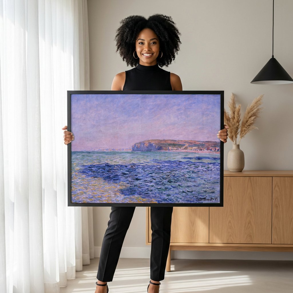 Quadro Decorativo Praia em Pourville - Claude Monet com modelo em ambiente