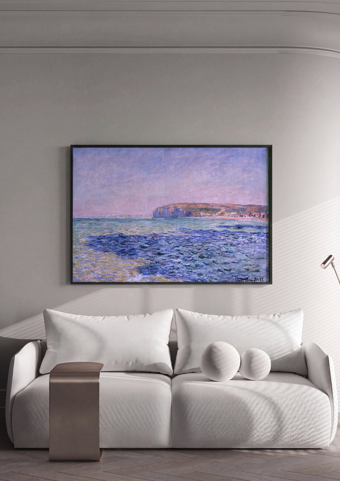 Quadro Decorativo Praia em Pourville - Claude Monet em ambiente decorado