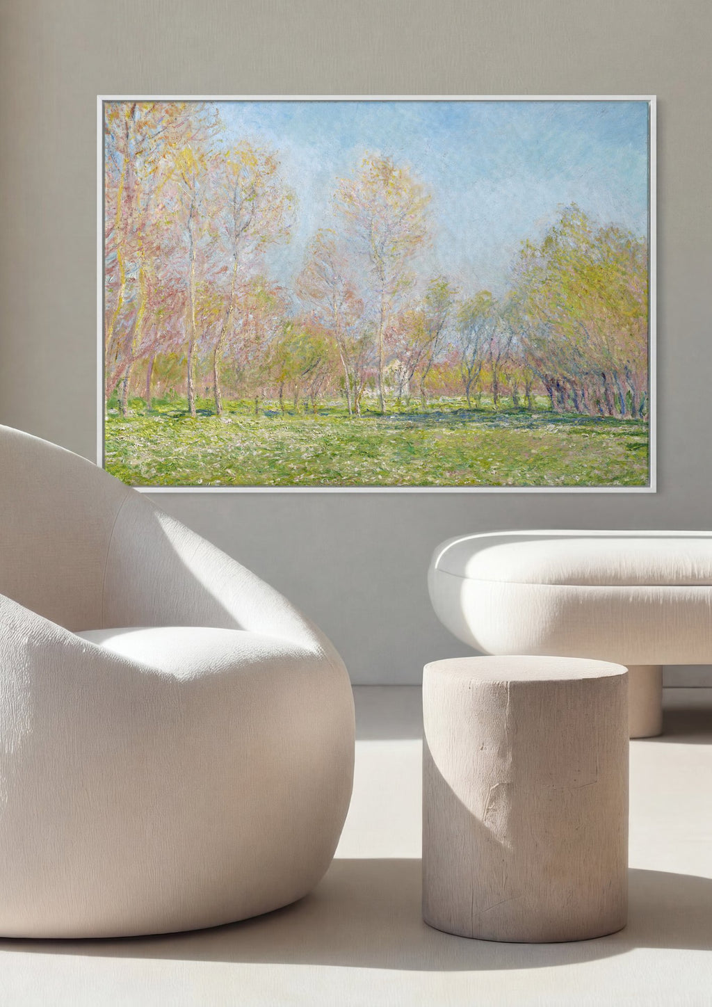 Quadro Decorativo Campo de Primavera - Claude Monet em ambiente decorado