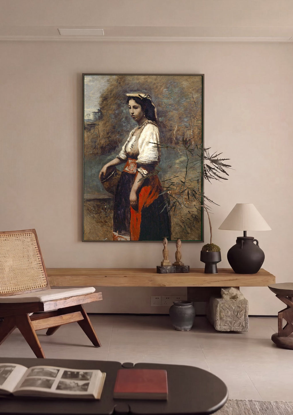 Quadro Decorativo A Cigana (Gypsy Girl) - Corot em ambiente decorado