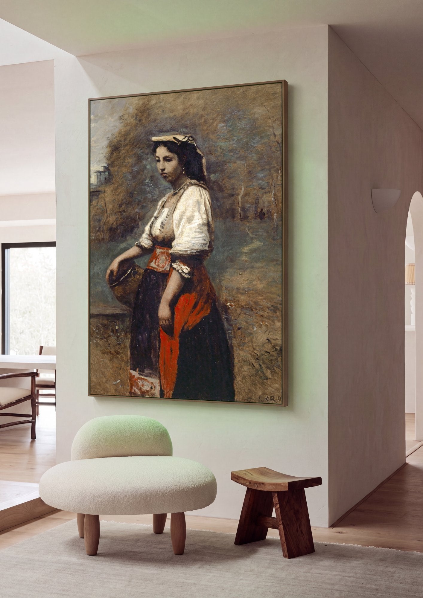 Quadro Decorativo A Cigana (Gypsy Girl) - Corot em ambiente decorado