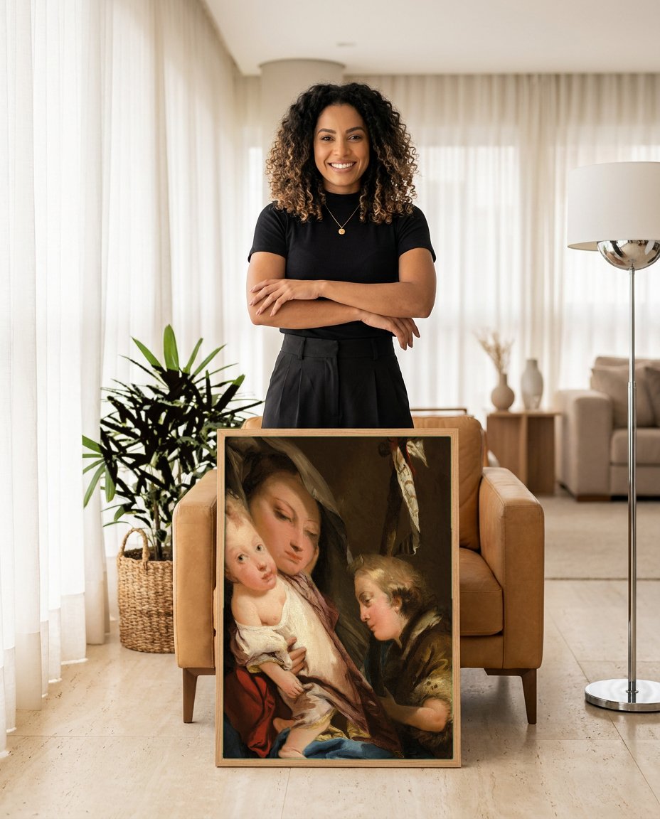Quadro Decorativo A Virgem e o Menino com São João Batista - G. D. Tiepolo com modelo em ambiente