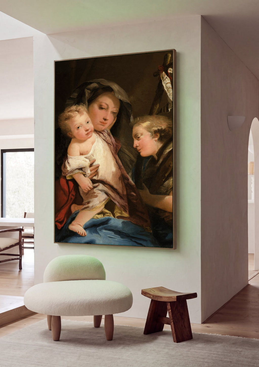 Quadro Decorativo A Virgem e o Menino com São João Batista - G. D. Tiepolo em ambiente decorado