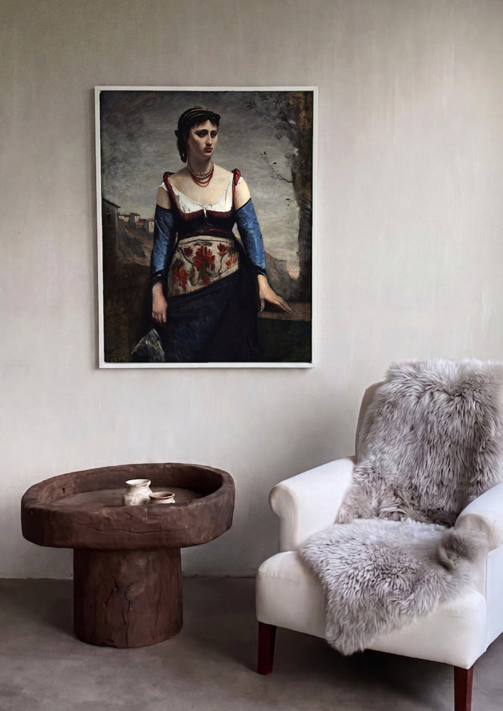 Quadro Decorativo A Cigana (Gypsy Girl) - Corot em ambiente decorado