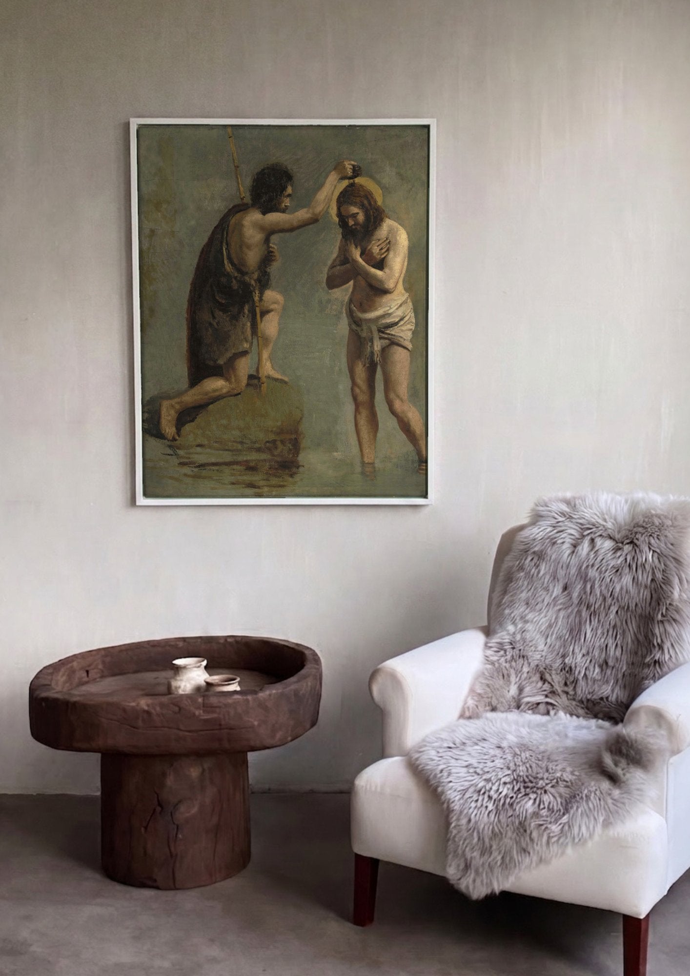 Quadro Decorativo O Batismo de Cristo - Corot em ambiente decorado