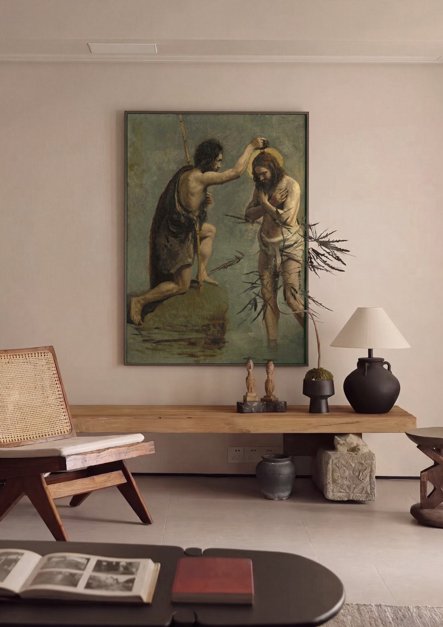 Quadro Decorativo O Batismo de Cristo - Corot em ambiente decorado