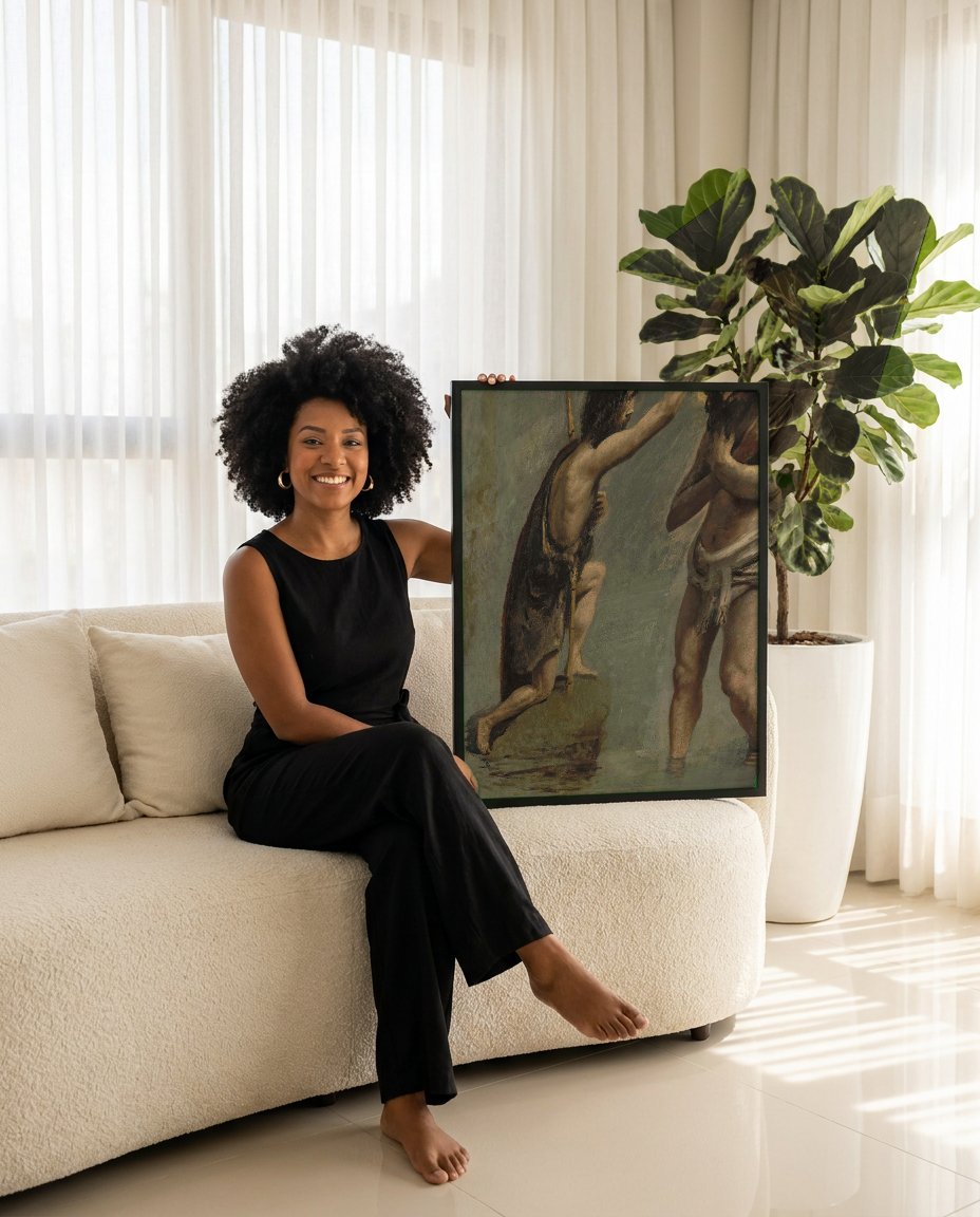 Quadro Decorativo O Batismo de Cristo - Corot com modelo em ambiente