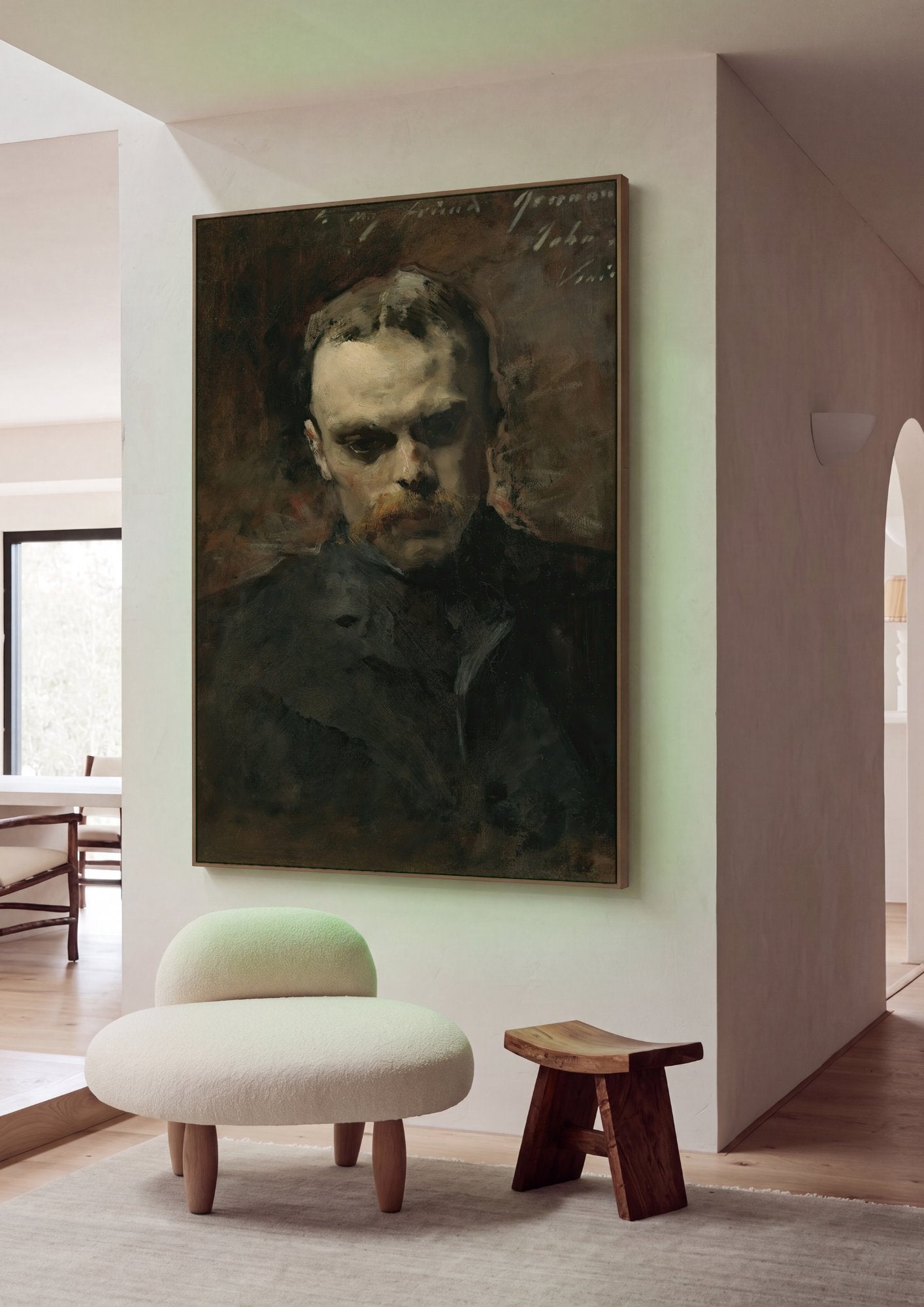 Quadro Decorativo 'Retrato de um Homem com Bigode' - John Singer Sargent em ambiente decorado