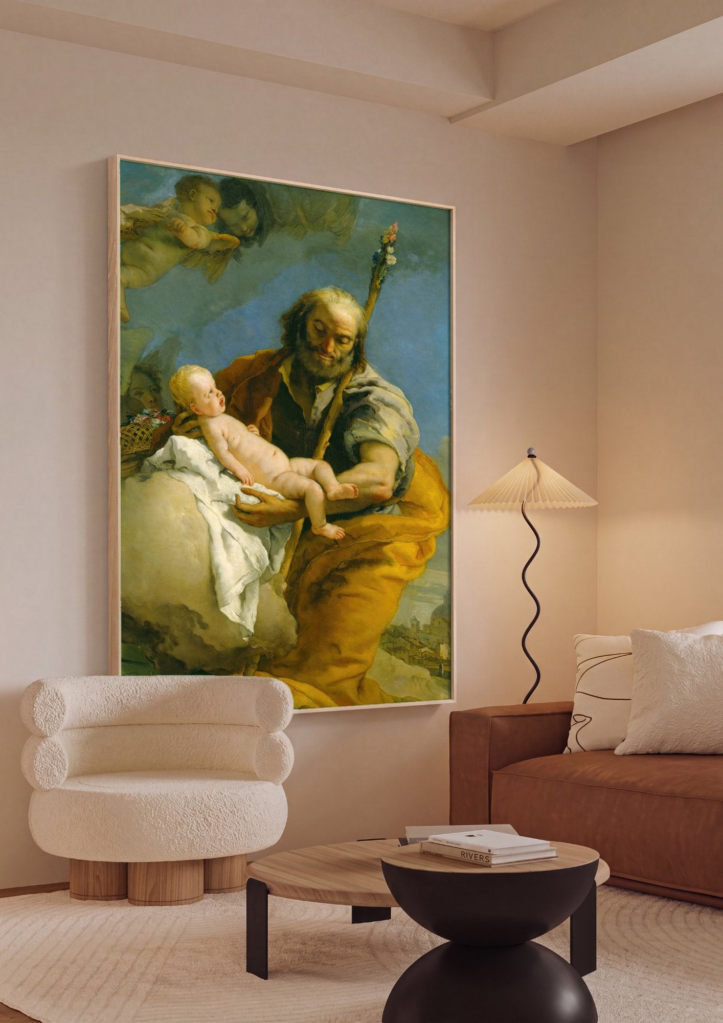 Quadro Decorativo A Virgem e o Menino com São José - Tiepolo em ambiente decorado