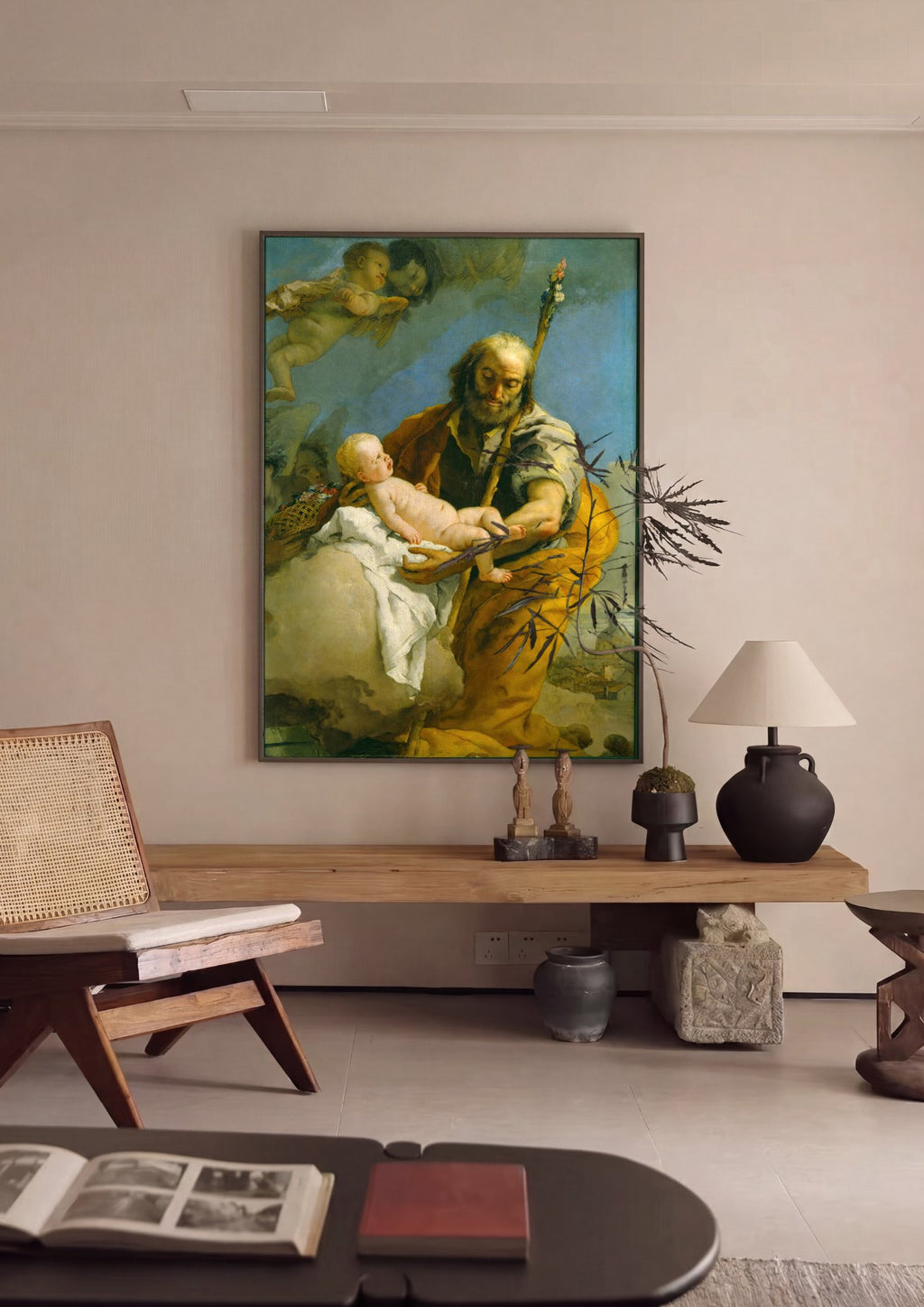 Quadro Decorativo A Virgem e o Menino com São José - Tiepolo em ambiente decorado
