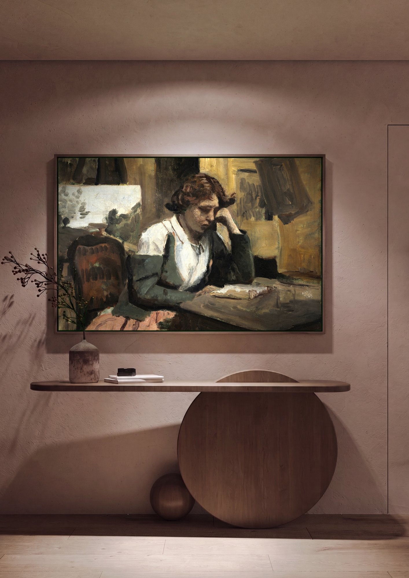Quadro Decorativo A Leitora Solitária - Corot em ambiente decorado