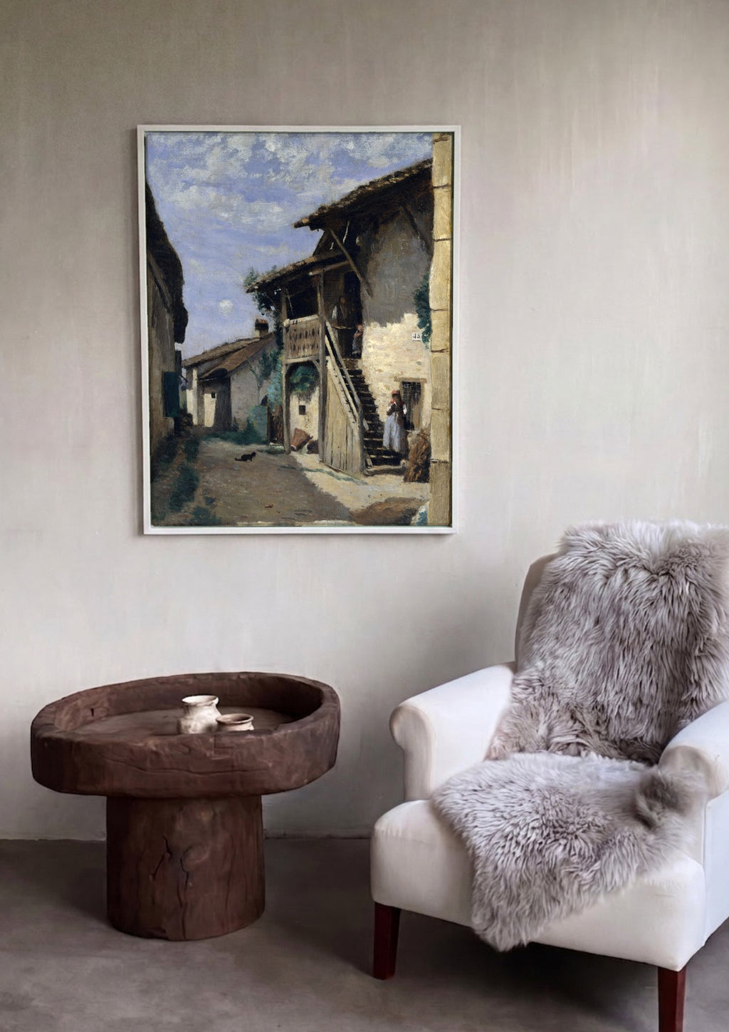 Quadro Decorativo 'Rua em Sin-le-Noble' - Corot em ambiente decorado