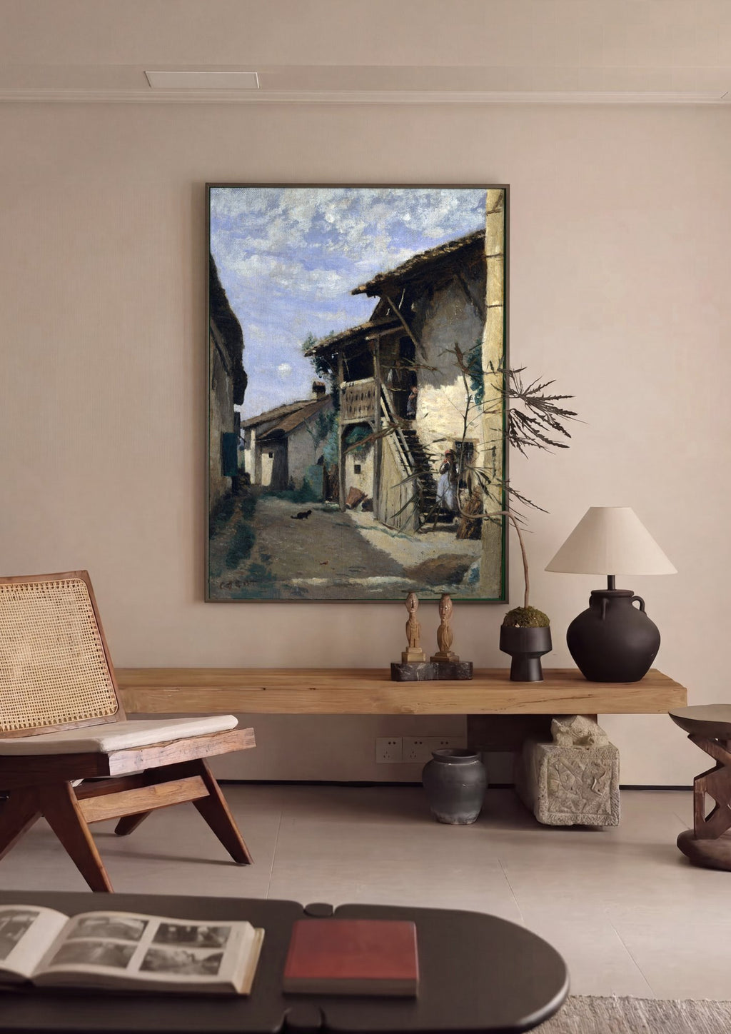 Quadro Decorativo 'Rua em Sin-le-Noble' - Corot em ambiente decorado