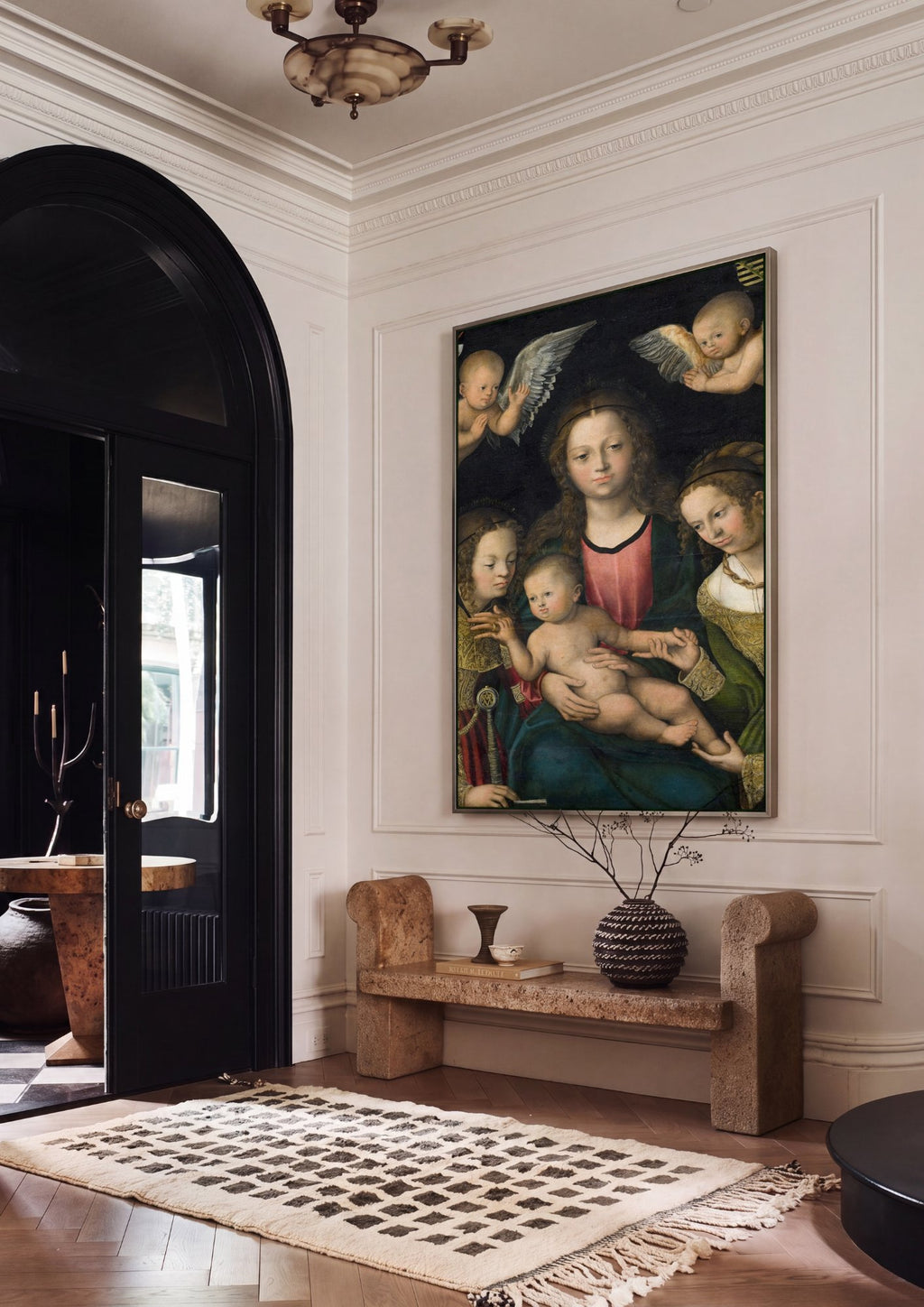 Quadro Decorativo A Virgem e o Menino com Santas - Cranach em ambiente decorado