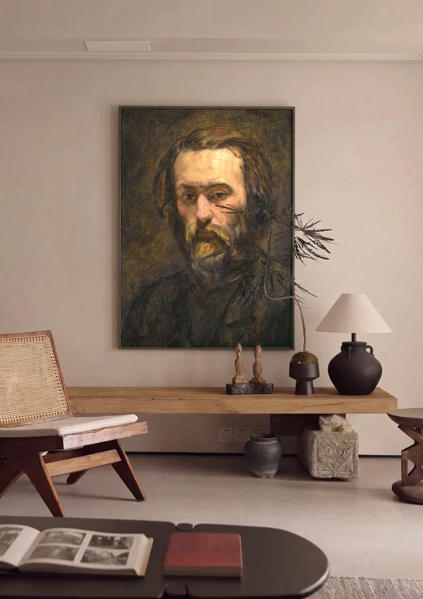 Quadro Decorativo Retrato de um Homem com Barba - Paul Cézanne em ambiente decorado