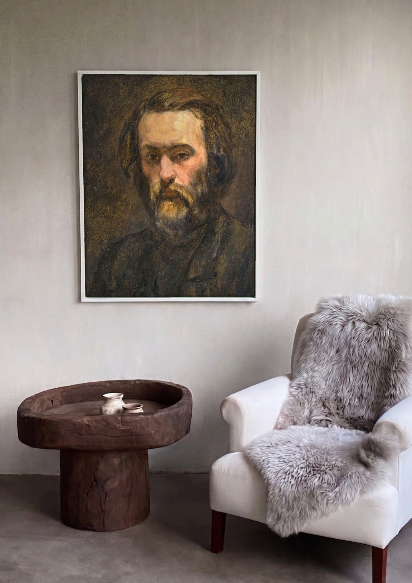 Quadro Decorativo Retrato de um Homem com Barba - Paul Cézanne em ambiente decorado