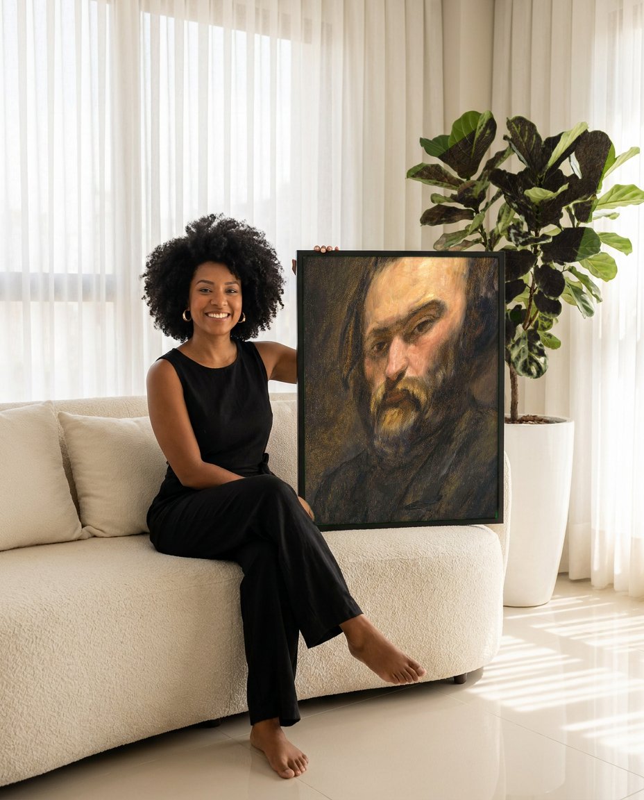 Quadro Decorativo Retrato de um Homem com Barba - Paul Cézanne com modelo em ambiente