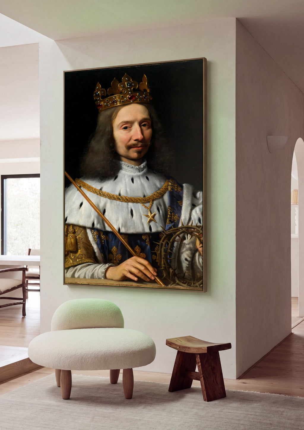 Quadro Decorativo Luís XIII coroado e com coroa de espinhos - Philippe de Champaigne em ambiente decorado