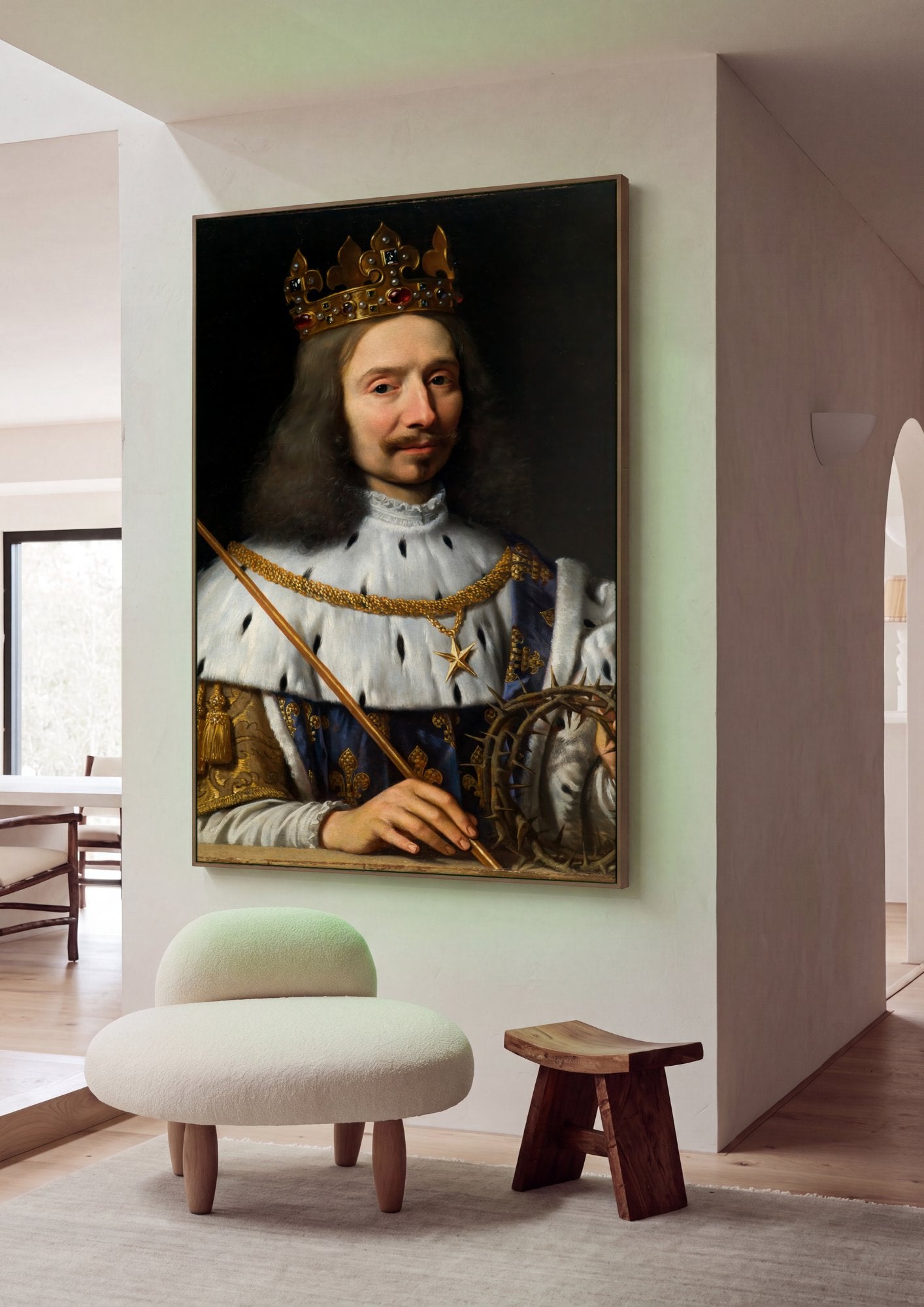 Quadro Decorativo Luís XIII coroado e com coroa de espinhos - Philippe de Champaigne em ambiente decorado