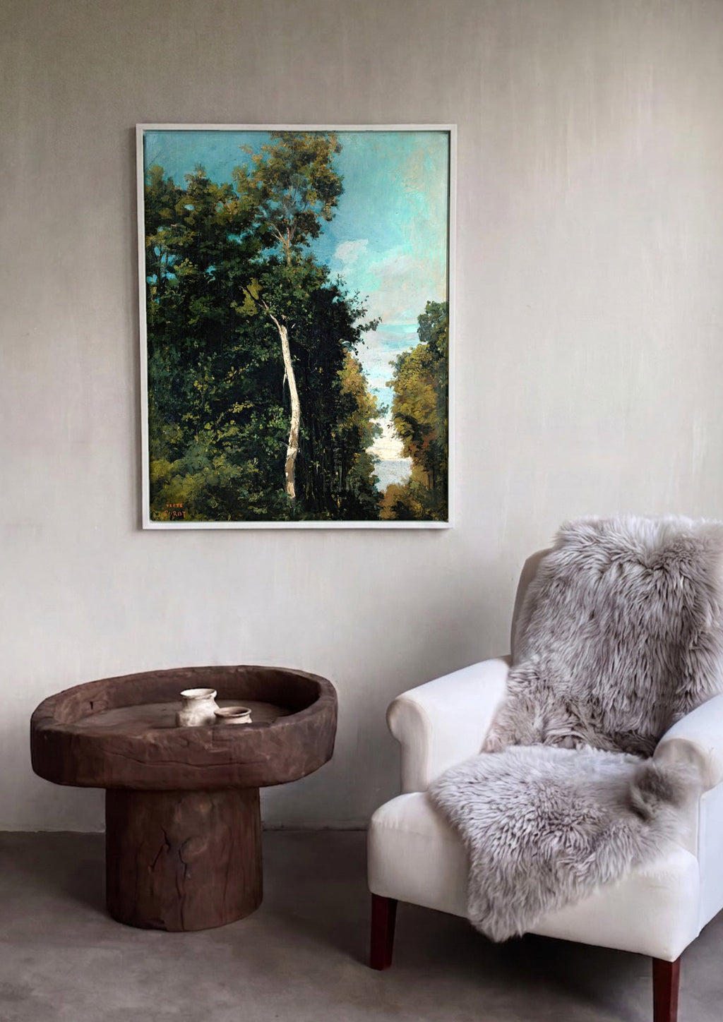 Quadro Decorativo Paisagem Arborizada - Corot em ambiente decorado