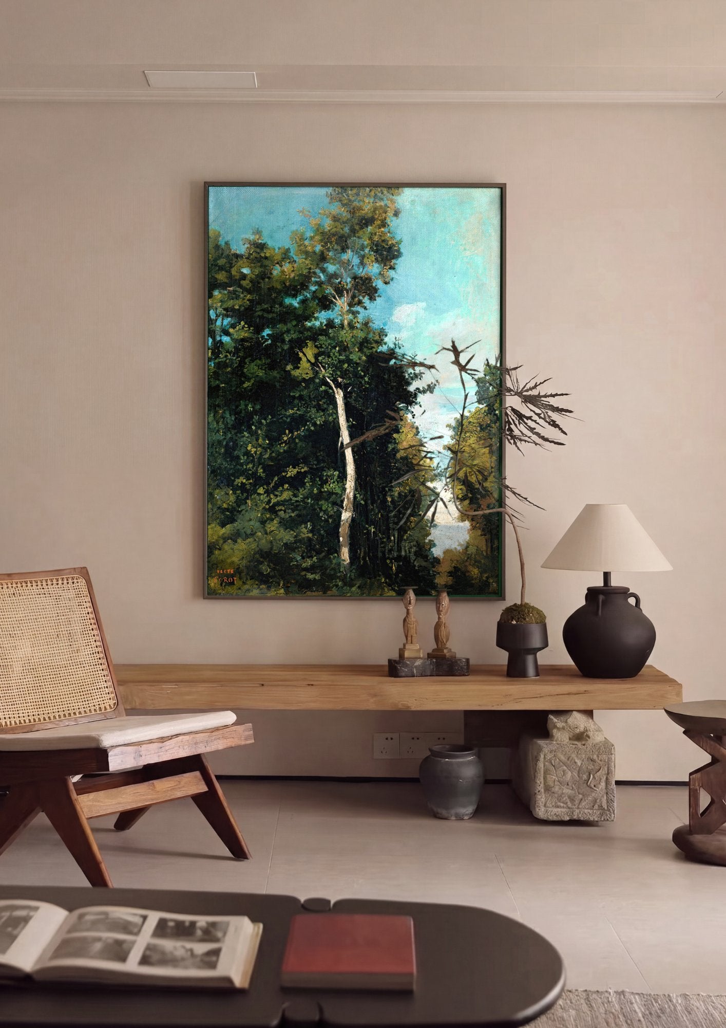 Quadro Decorativo Paisagem Arborizada - Corot em ambiente decorado
