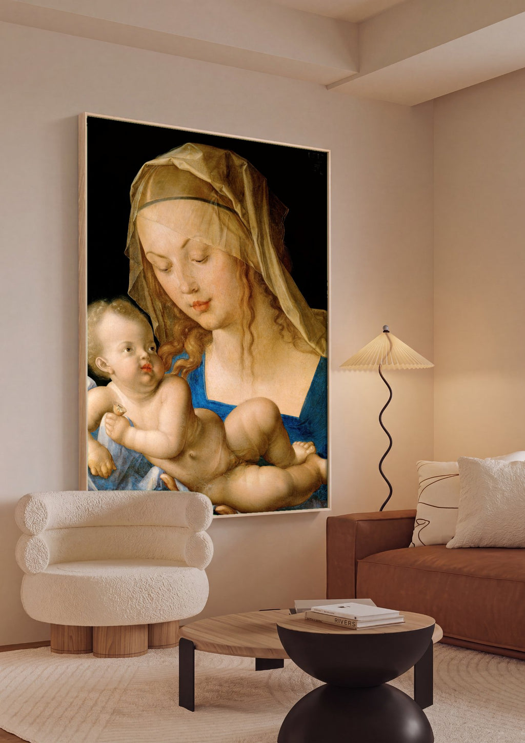 Quadro Decorativo A Virgem e o Menino com a Pera - Dürer em ambiente decorado