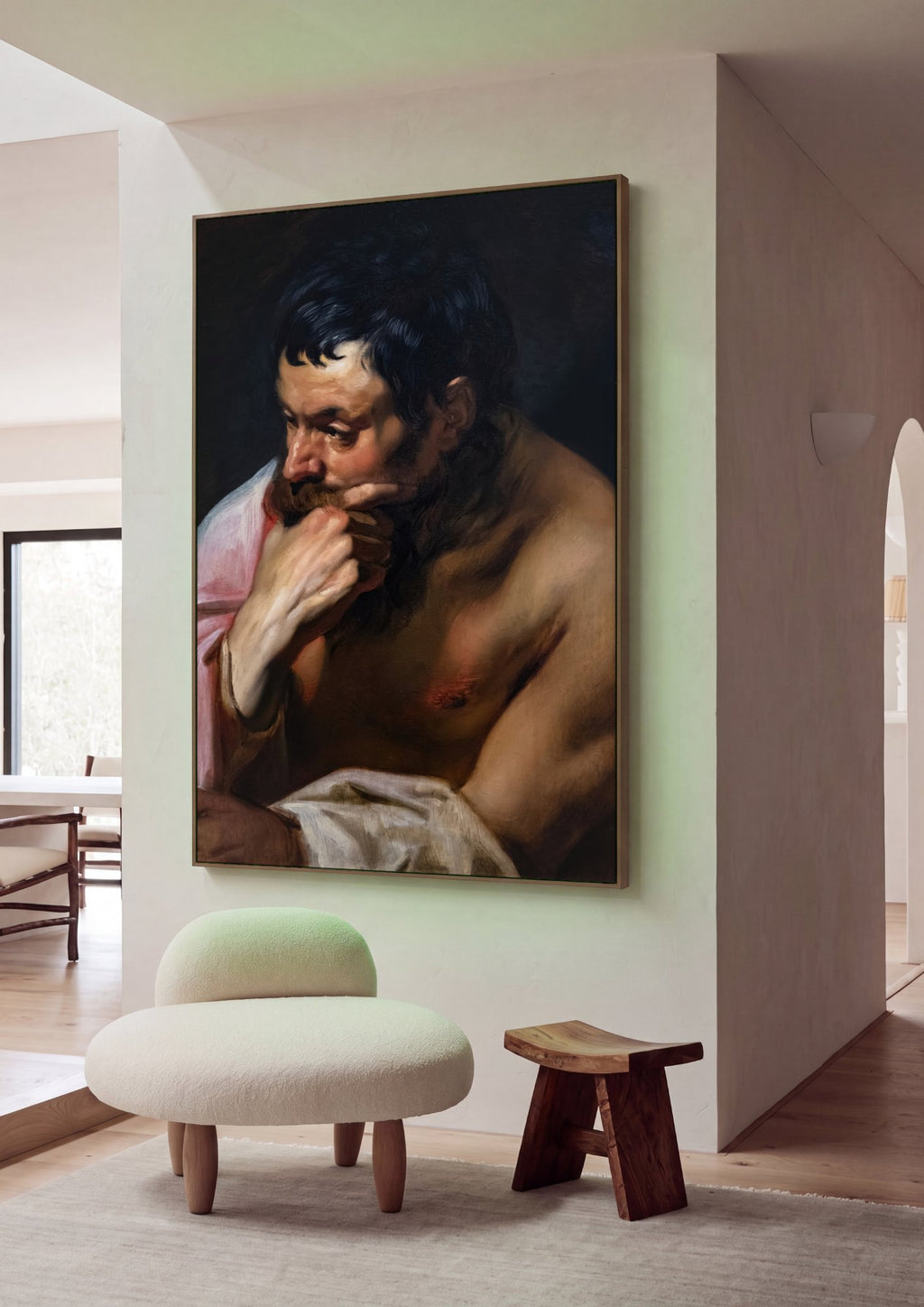 Quadro Decorativo Homem Pensativo - Jacob Jordaens em ambiente decorado