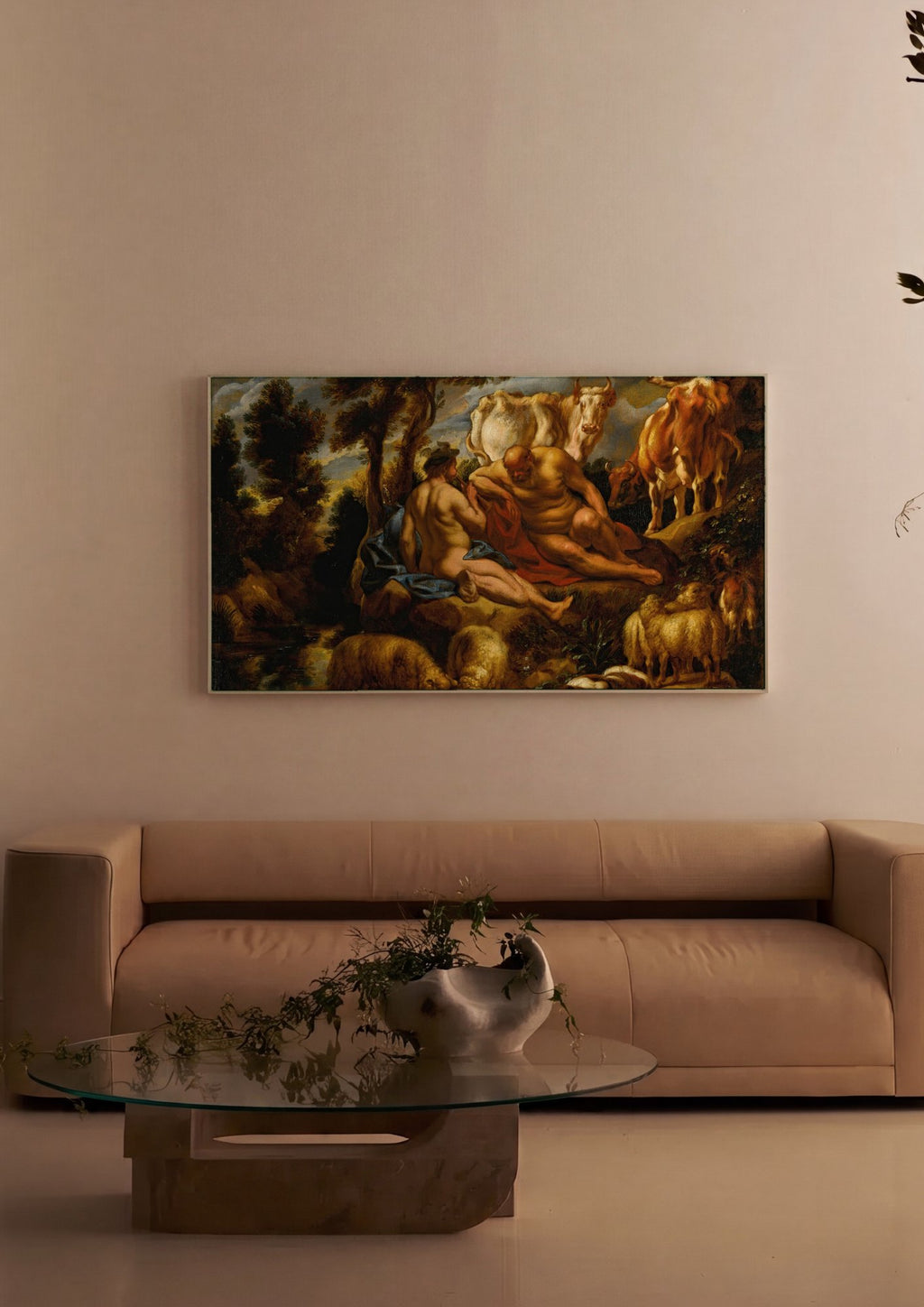 Quadro Decorativo Mercúrio e Argos - Jacob Jordaens em ambiente decorado