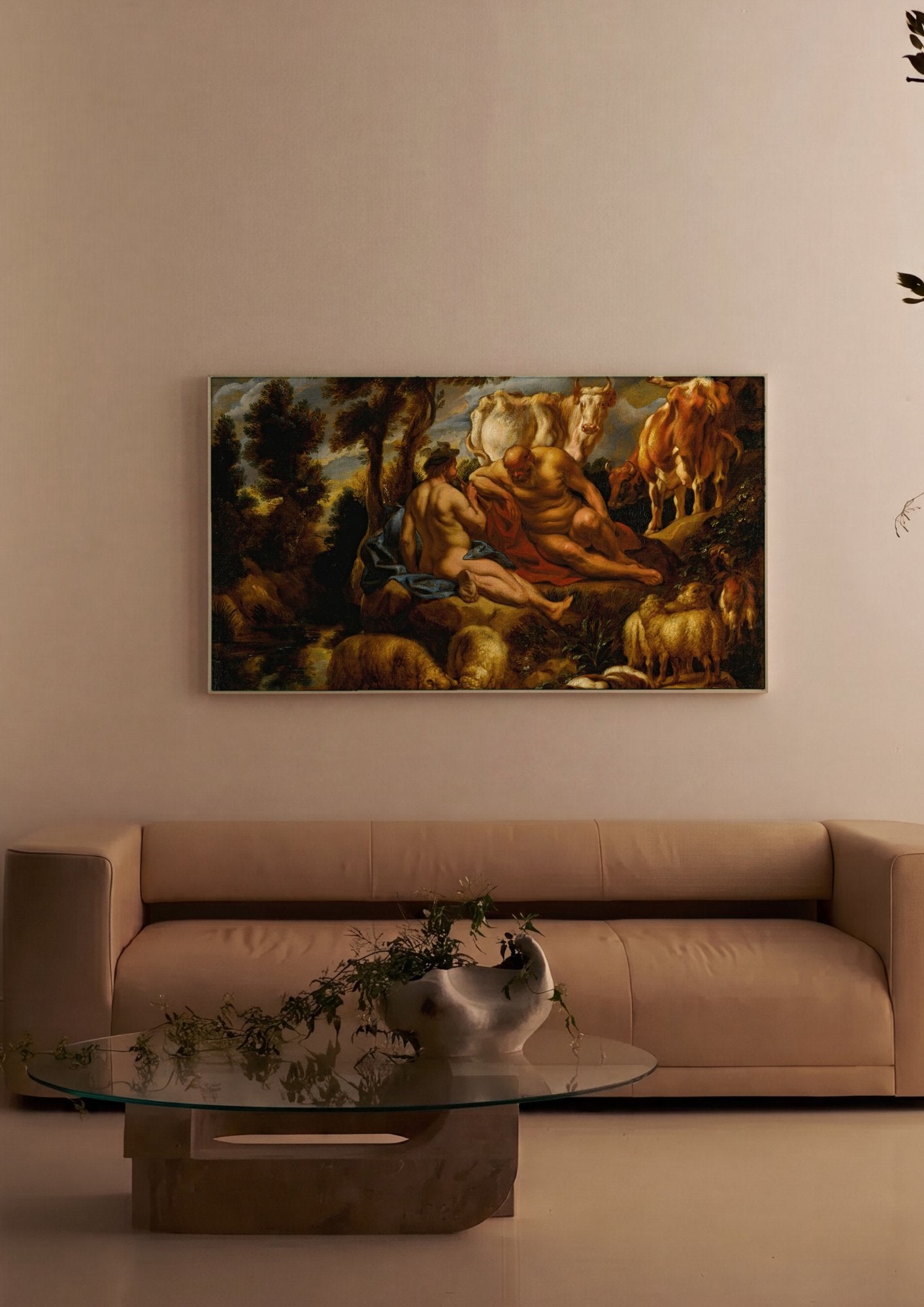 Quadro Decorativo Mercúrio e Argos - Jacob Jordaens em ambiente decorado
