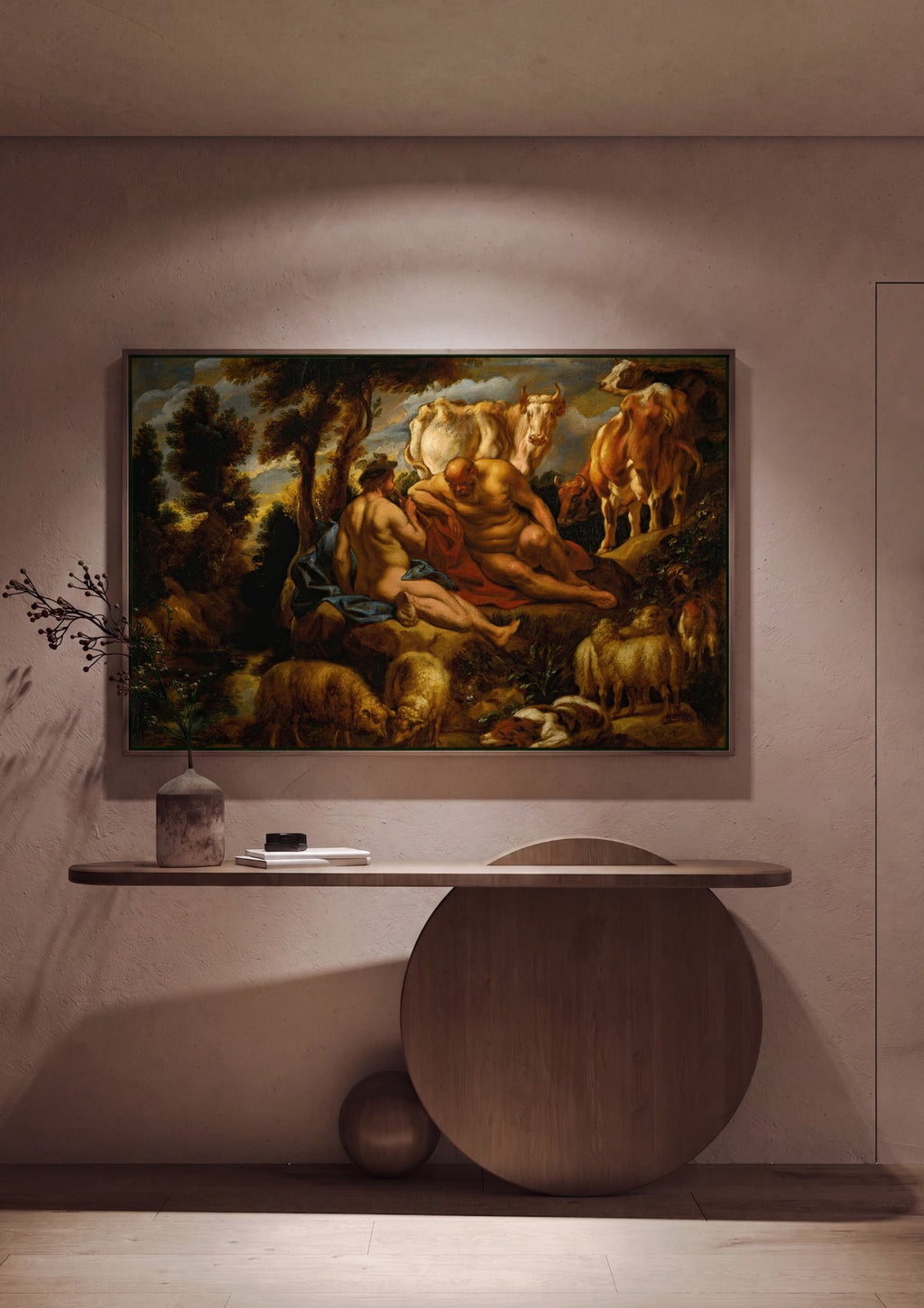 Quadro Decorativo Mercúrio e Argos - Jacob Jordaens em ambiente decorado