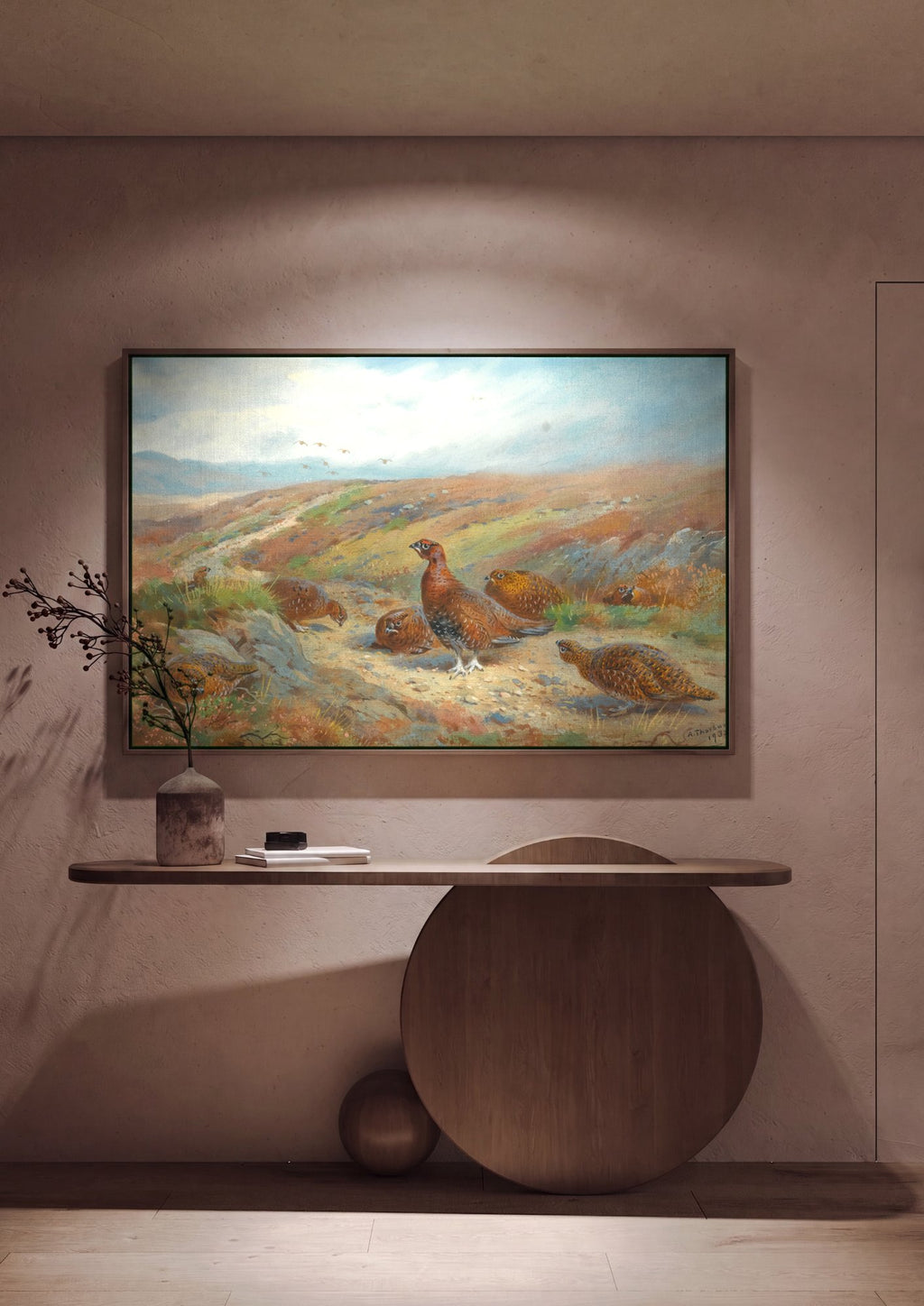 Quadro Decorativo Aves na Charneca Escocesa - Thorburn em ambiente decorado