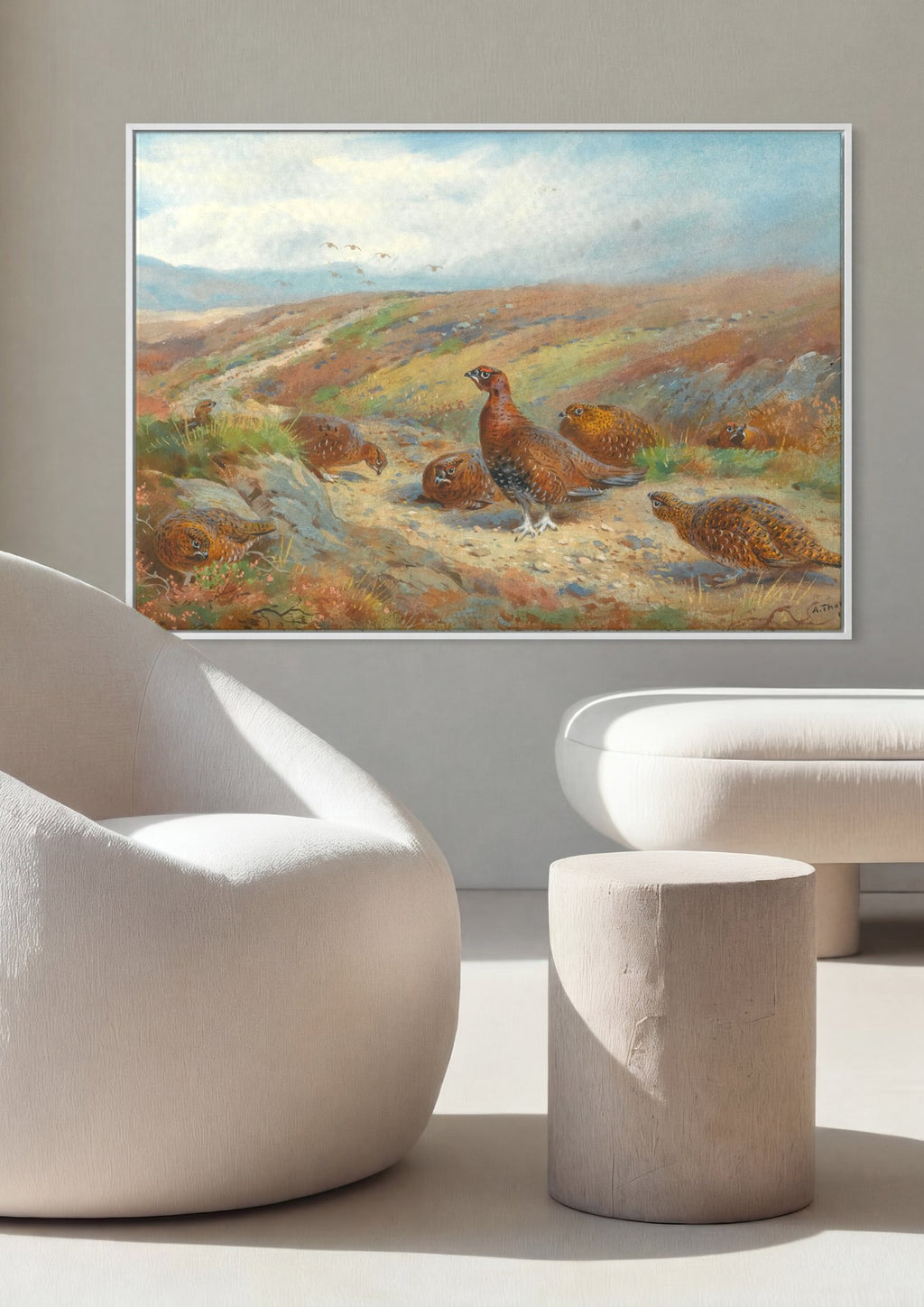 Quadro Decorativo Aves na Charneca Escocesa - Thorburn em ambiente decorado