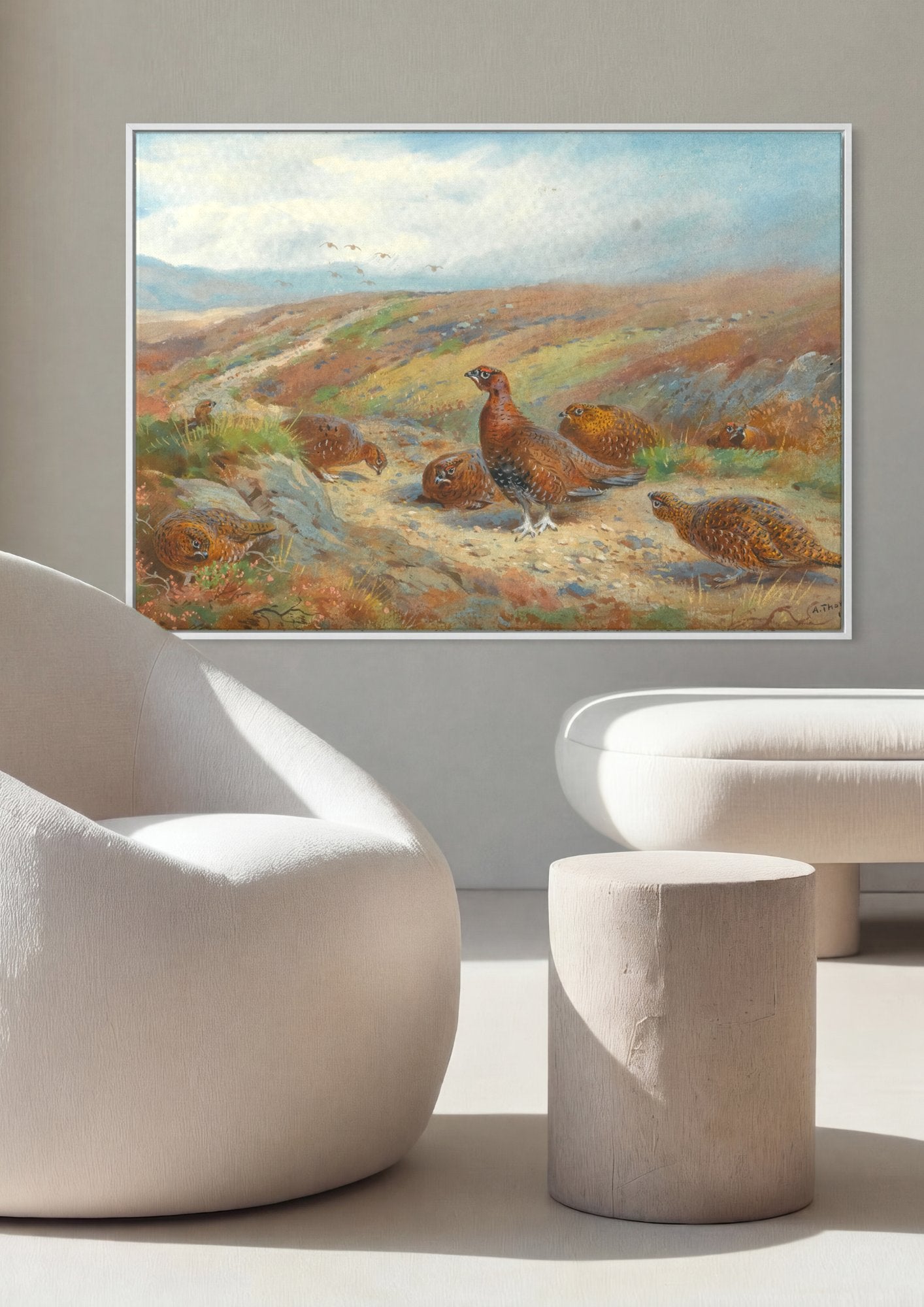 Quadro Decorativo Aves na Charneca Escocesa - Thorburn em ambiente decorado