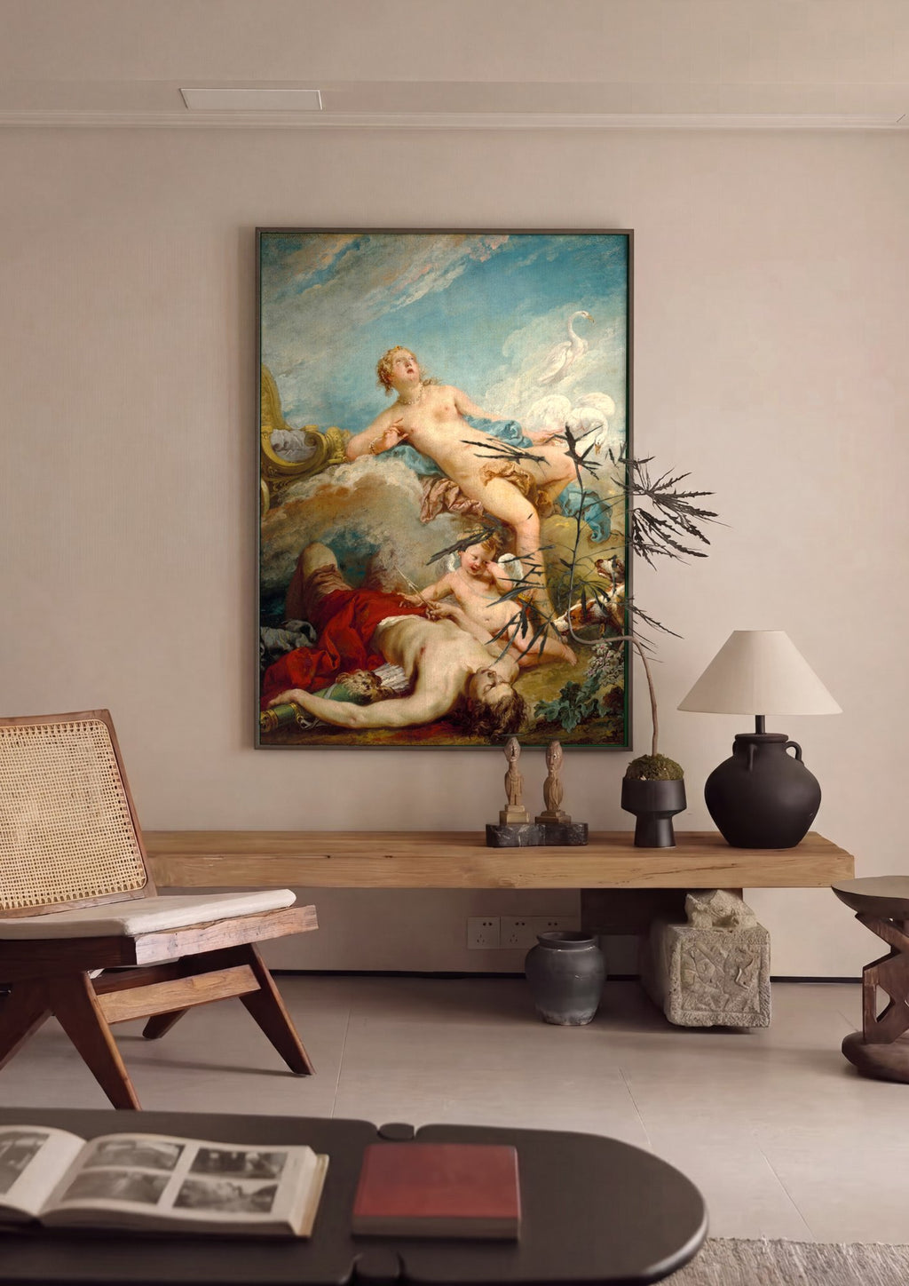Quadro Decorativo Vênus e Adônis - François Boucher em ambiente decorado