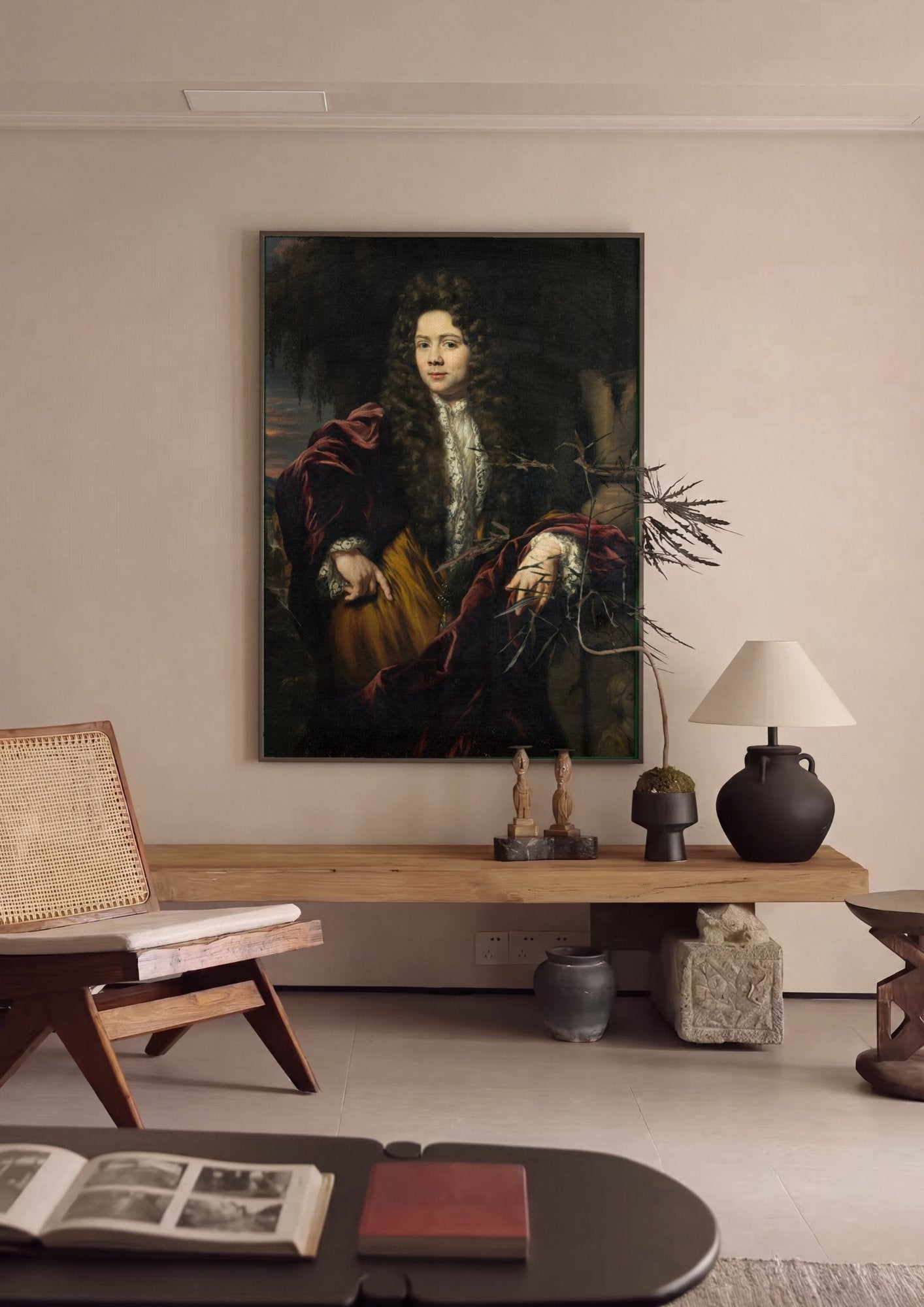 Quadro Decorativo Retrato de Jovem - Nicolaes Maes em ambiente decorado
