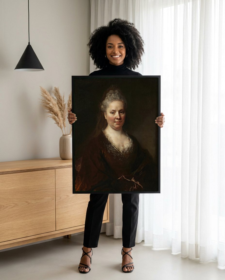 Quadro Decorativo Retrato Feminino - Nicolas de Largillière com modelo em ambiente