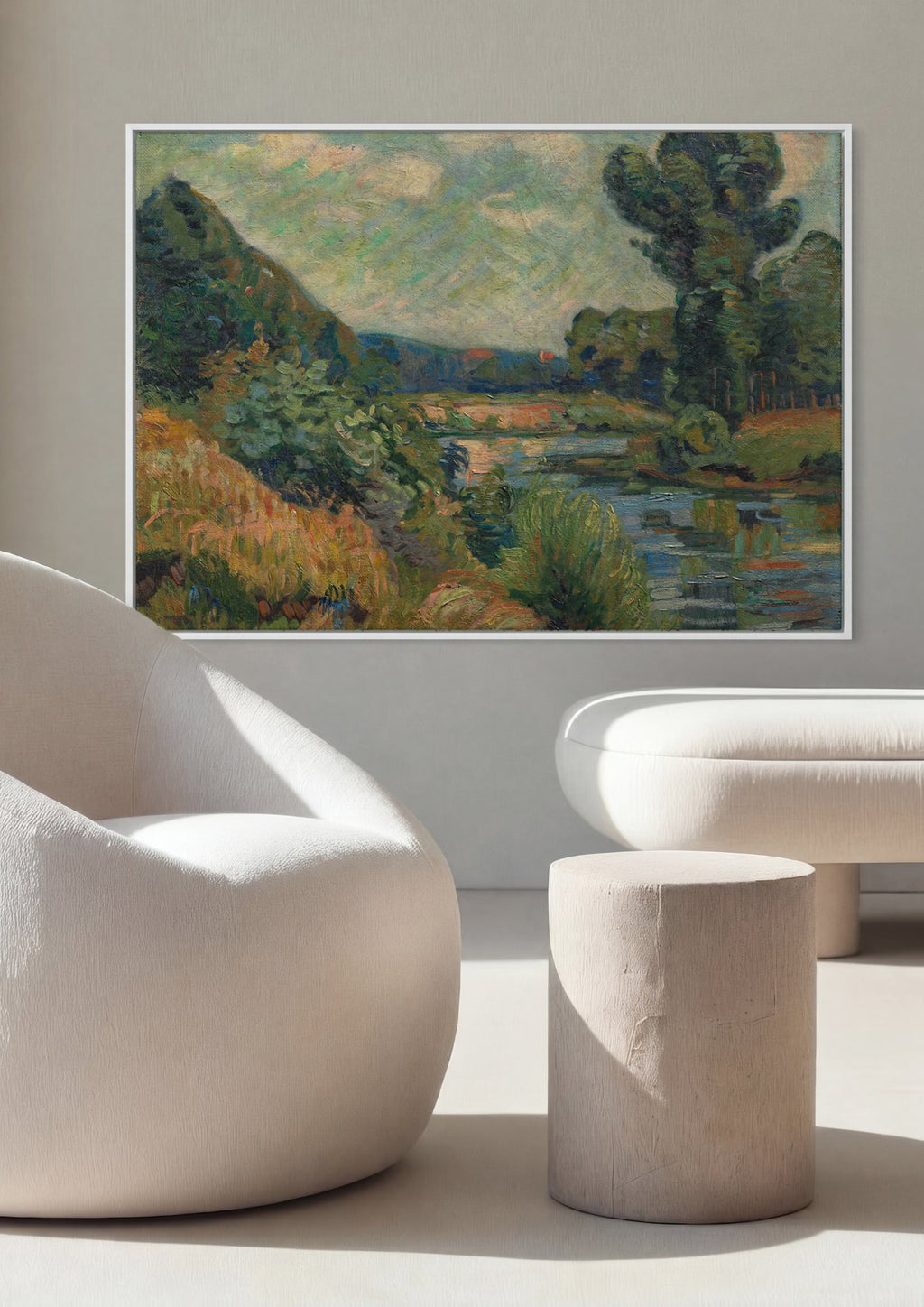 Quadro Decorativo Paisagem com Rio e Colinas - Guillaumin em ambiente decorado