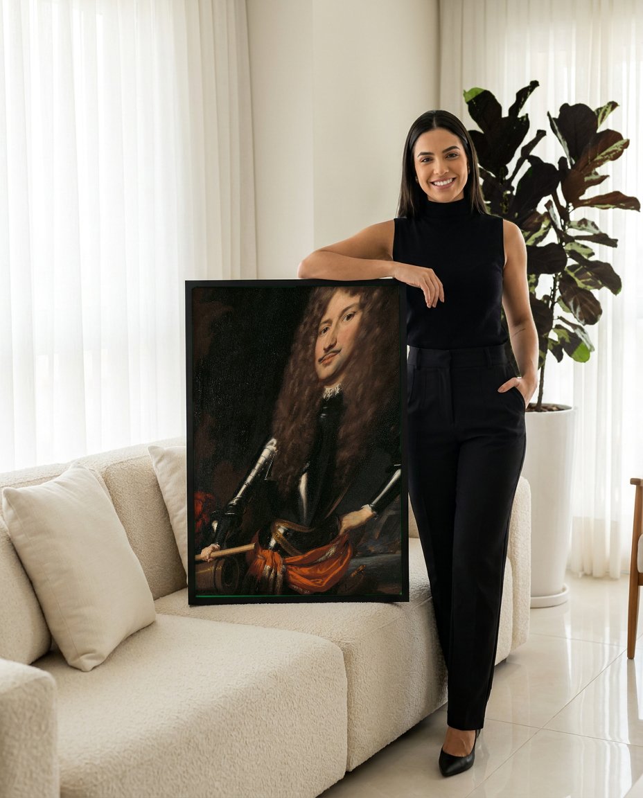 Quadro Decorativo Retrato de Homem - Nicolaes Maes com modelo em ambiente