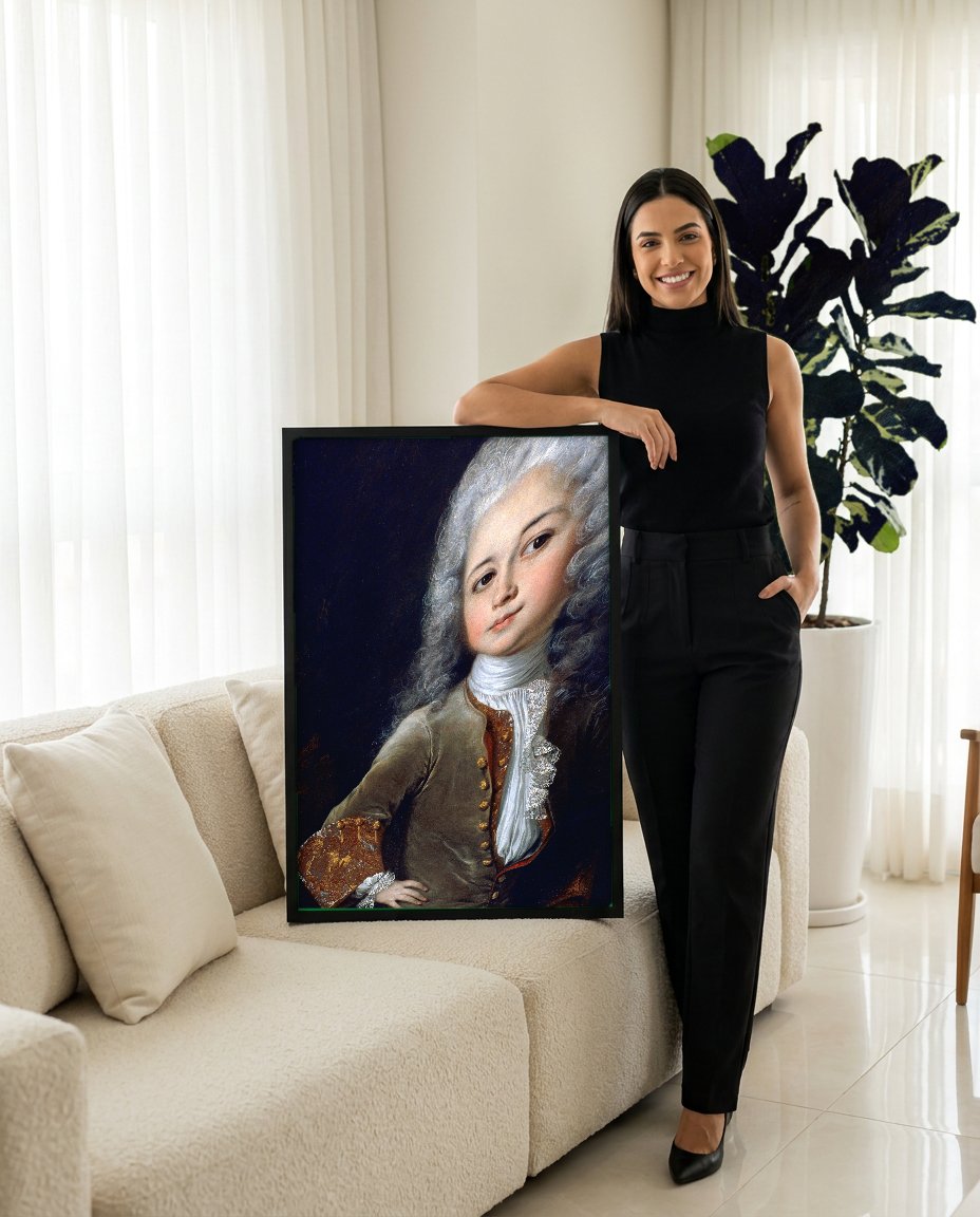 Quadro Decorativo Retrato de Jovem - Nicolas de Largillière com modelo em ambiente