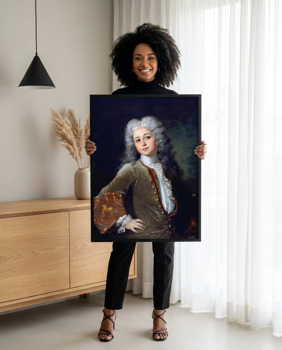 Quadro Decorativo Retrato de Jovem - Nicolas de Largillière com modelo em ambiente
