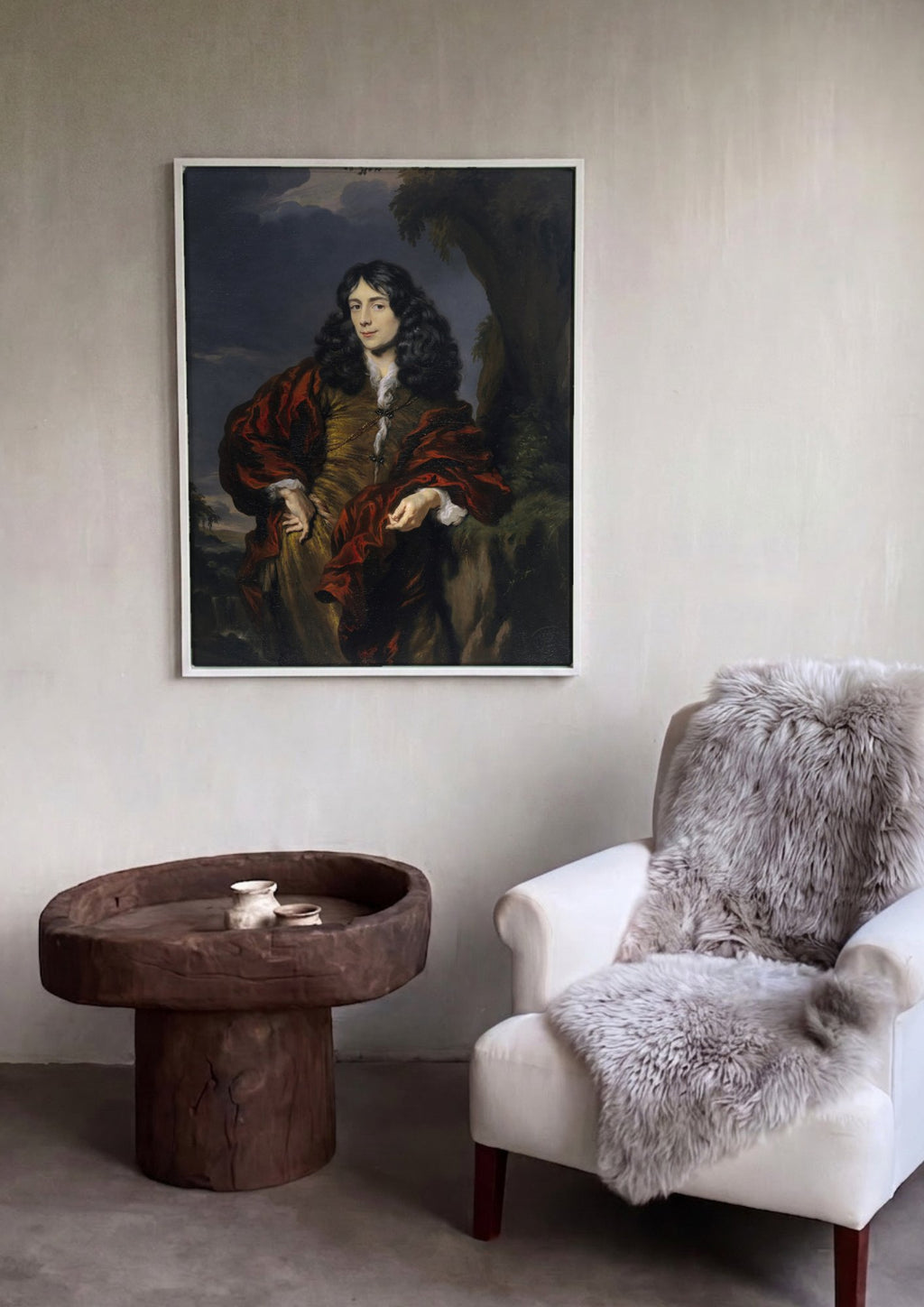 Quadro Decorativo Retrato Elegante - Nicolaes Maes em ambiente decorado