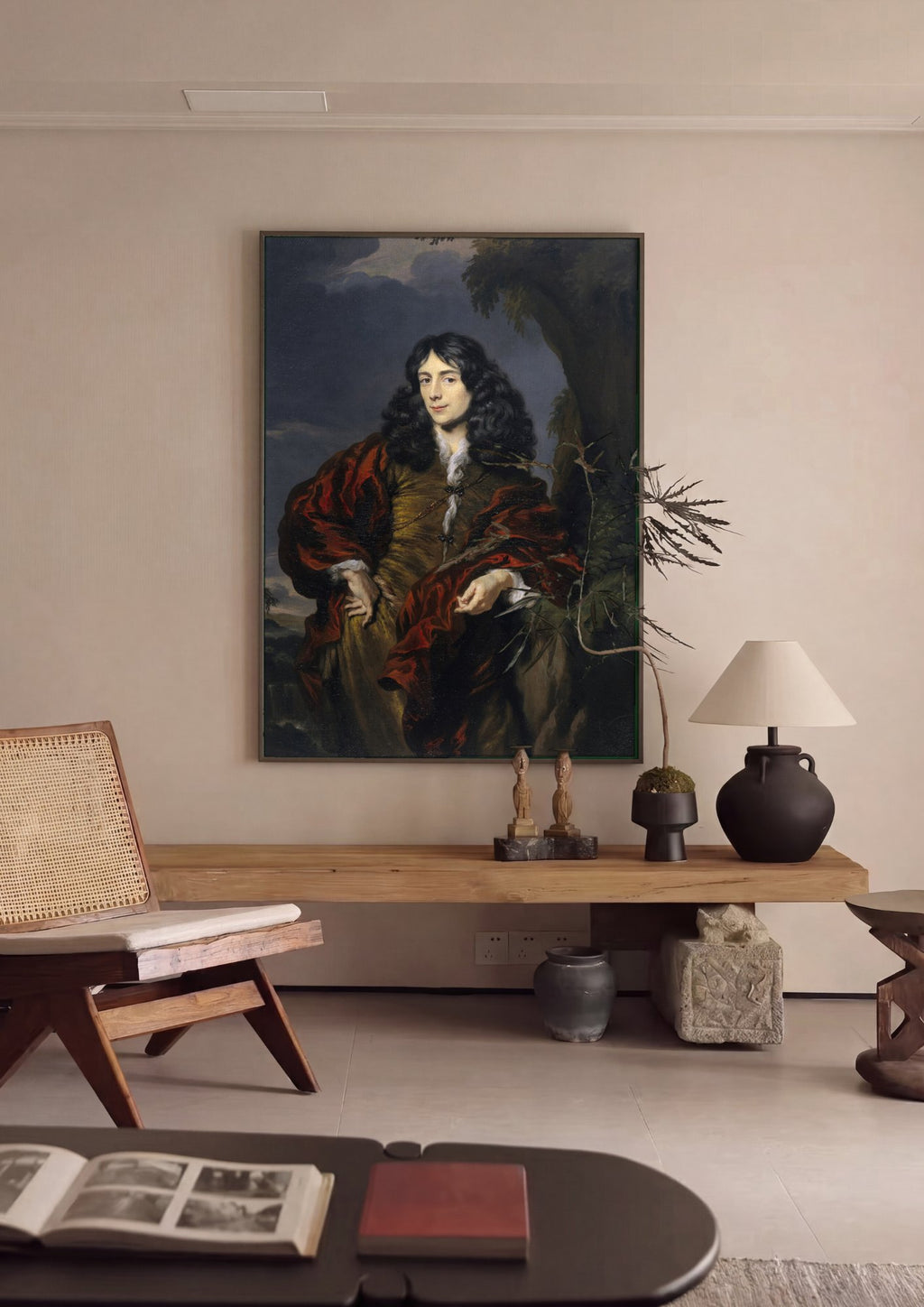Quadro Decorativo Retrato Elegante - Nicolaes Maes em ambiente decorado