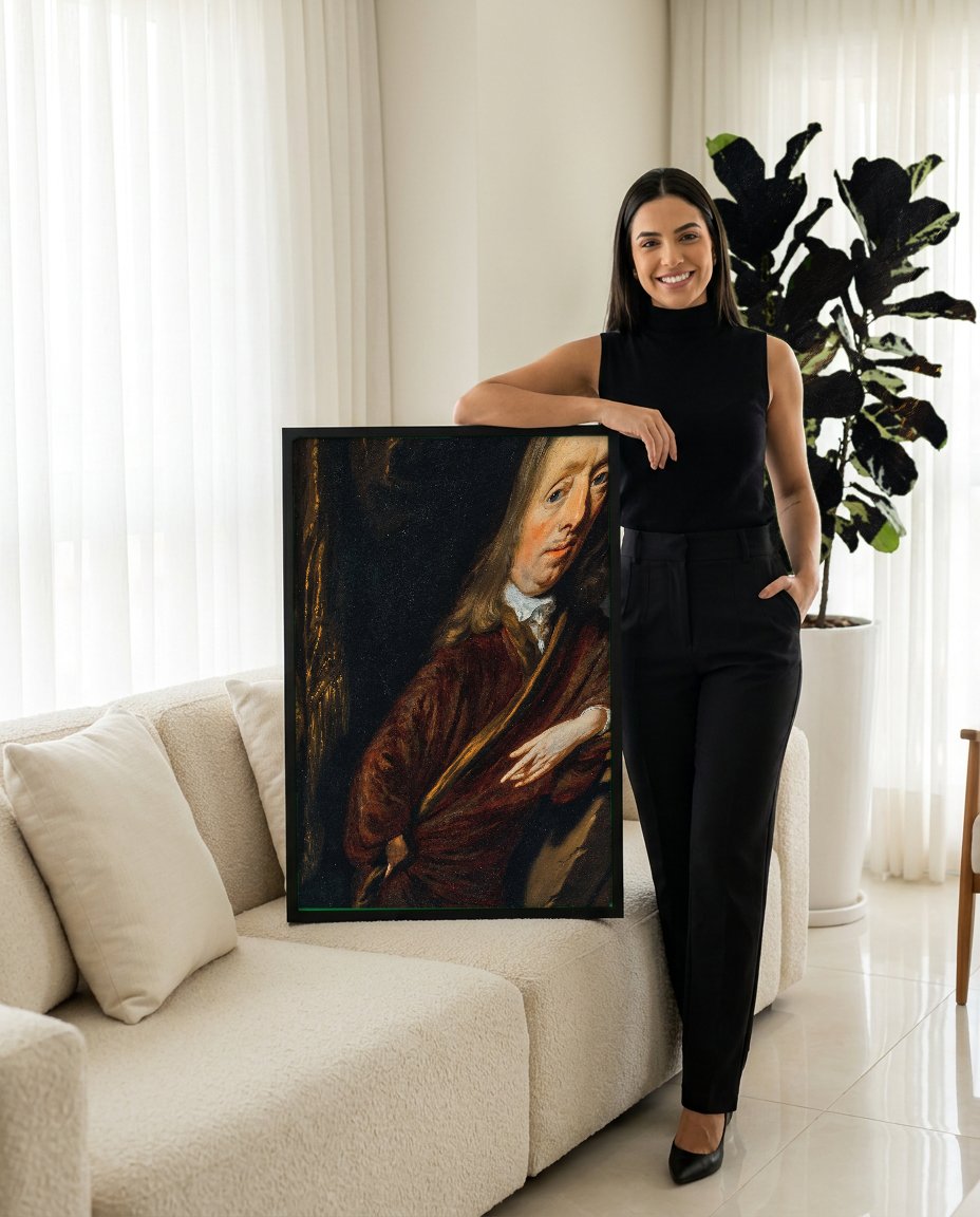 Quadro Decorativo Retrato de Homem - Nicolaes Maes com modelo em ambiente