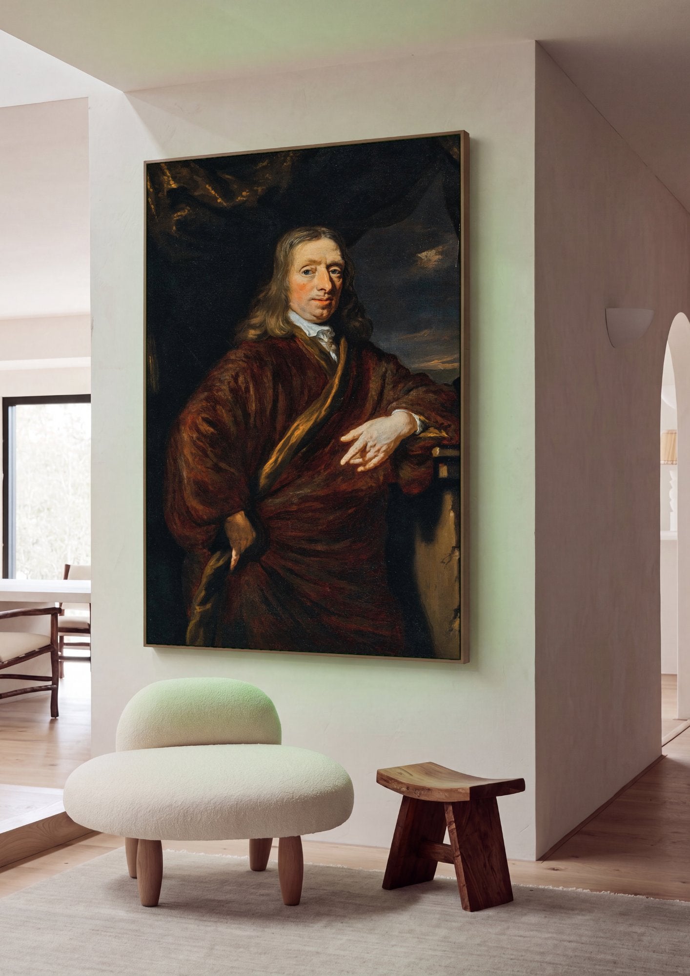 Quadro Decorativo Retrato de Homem - Nicolaes Maes em ambiente decorado