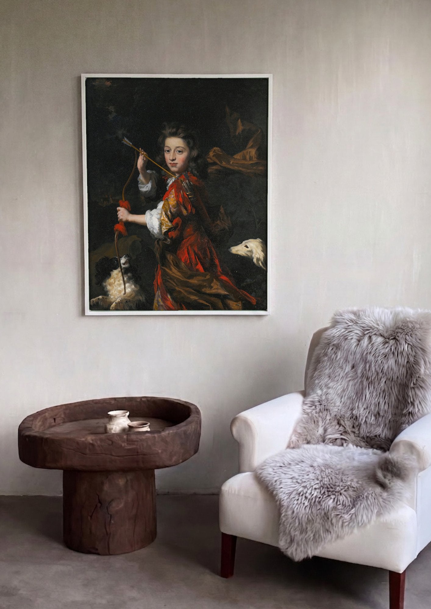 Quadro Decorativo Criança Caçadora - Nicolaes Maes em ambiente decorado