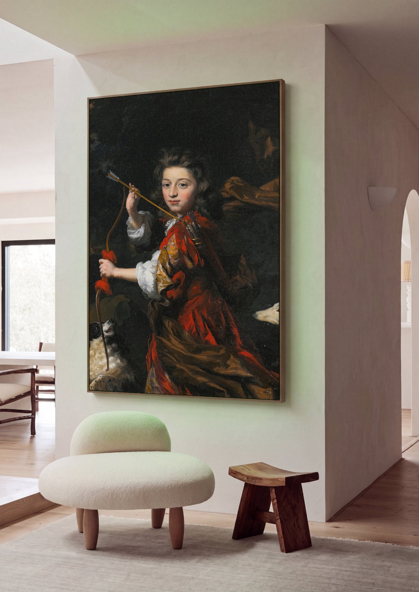 Quadro Decorativo Criança Caçadora - Nicolaes Maes em ambiente decorado