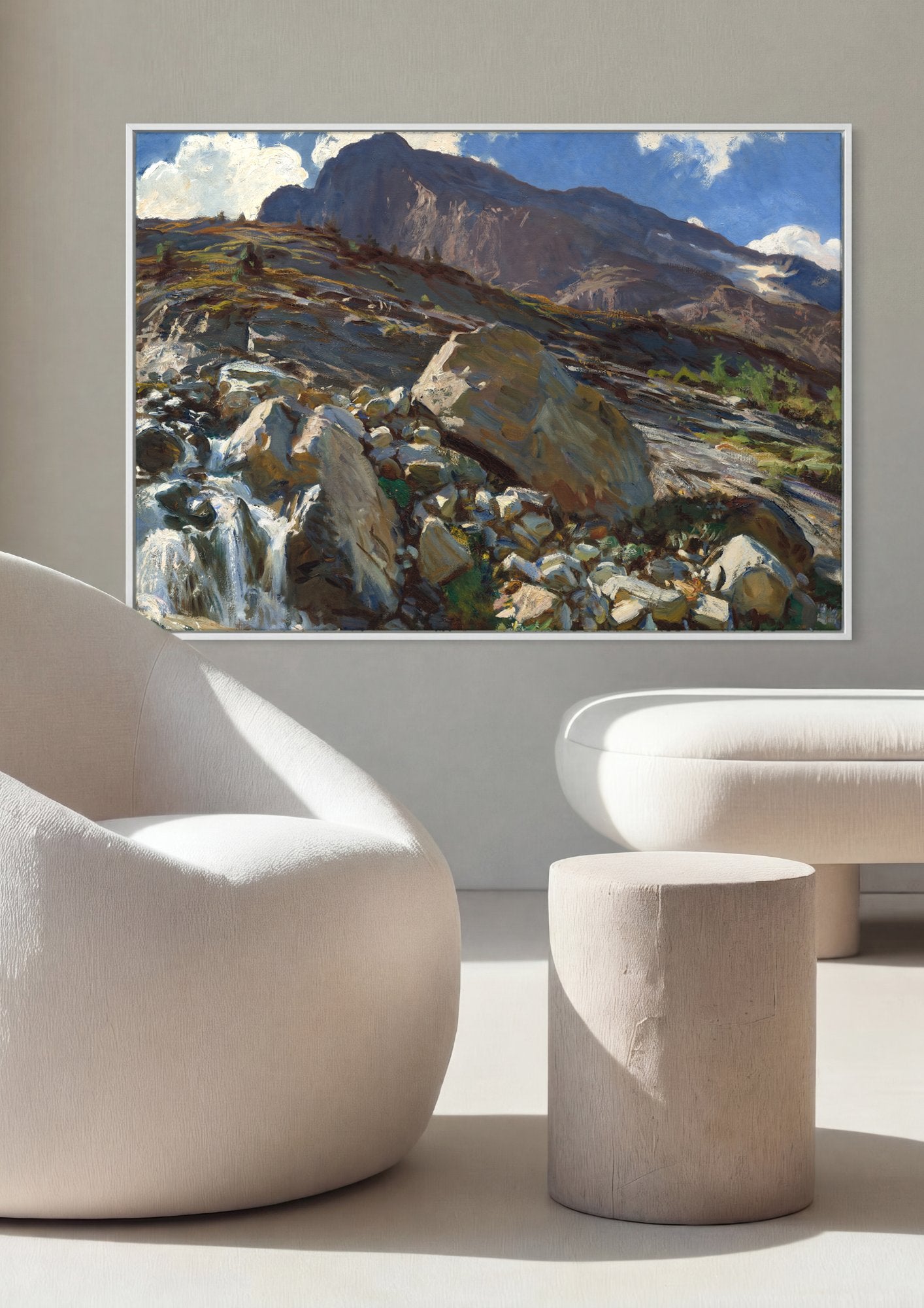 Quadro Decorativo Montanhas Rochosas com Riacho - John Singer Sargent em ambiente decorado