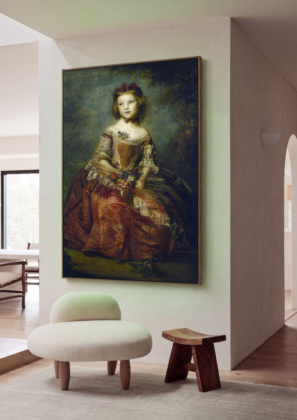 Quadro Decorativo Retrato de Menina com Flores - Sir Joshua Reynolds em ambiente decorado